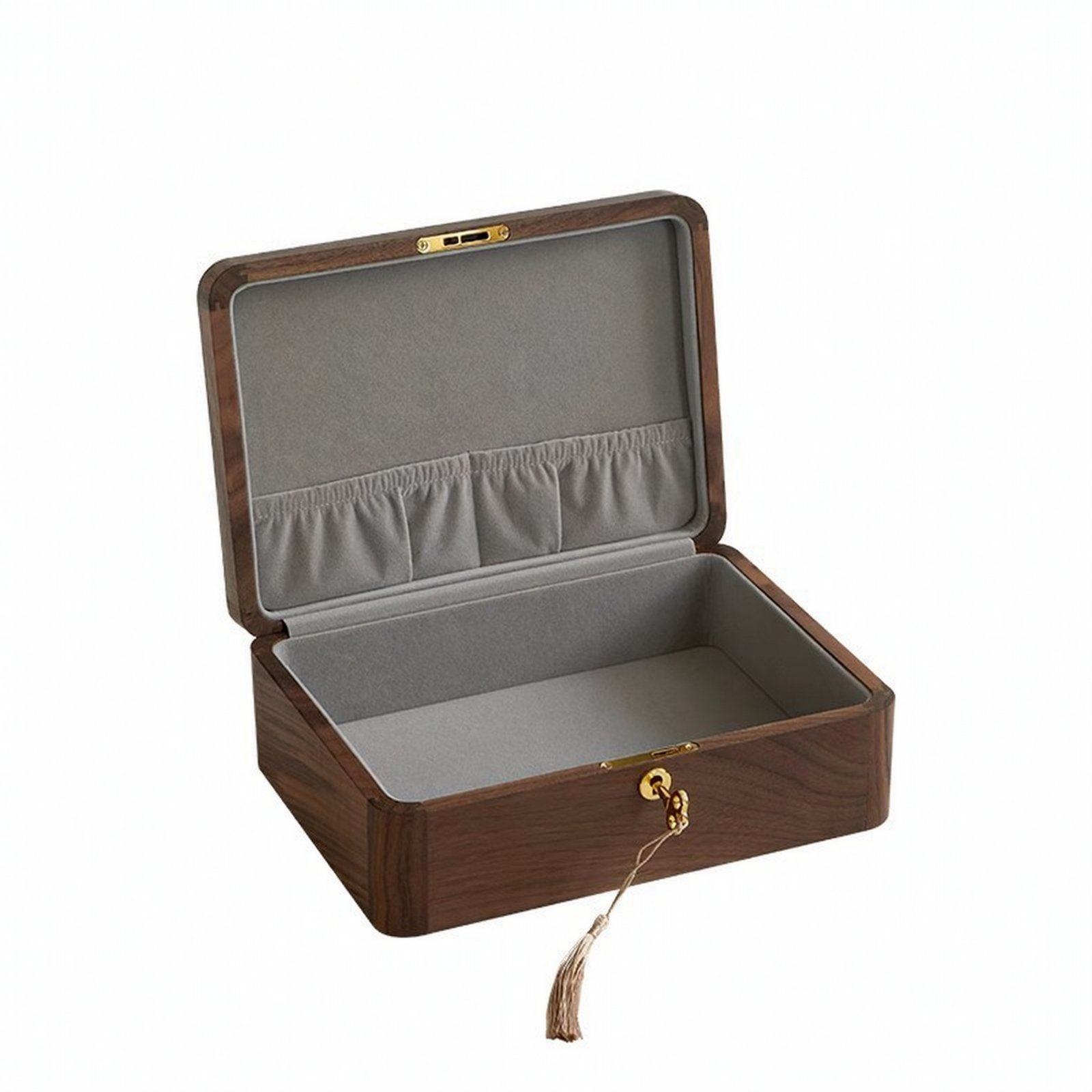 Walnut Jewelry Box – Lock Velvet