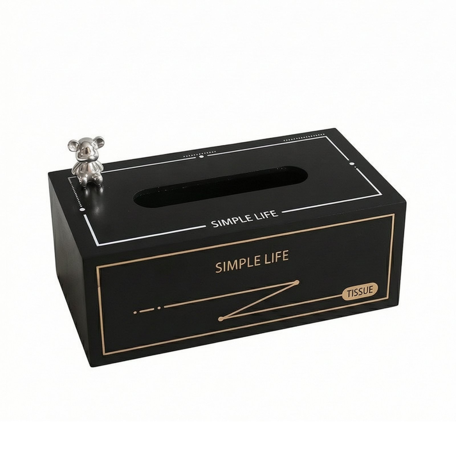 Tissue Box with Bear Figurine