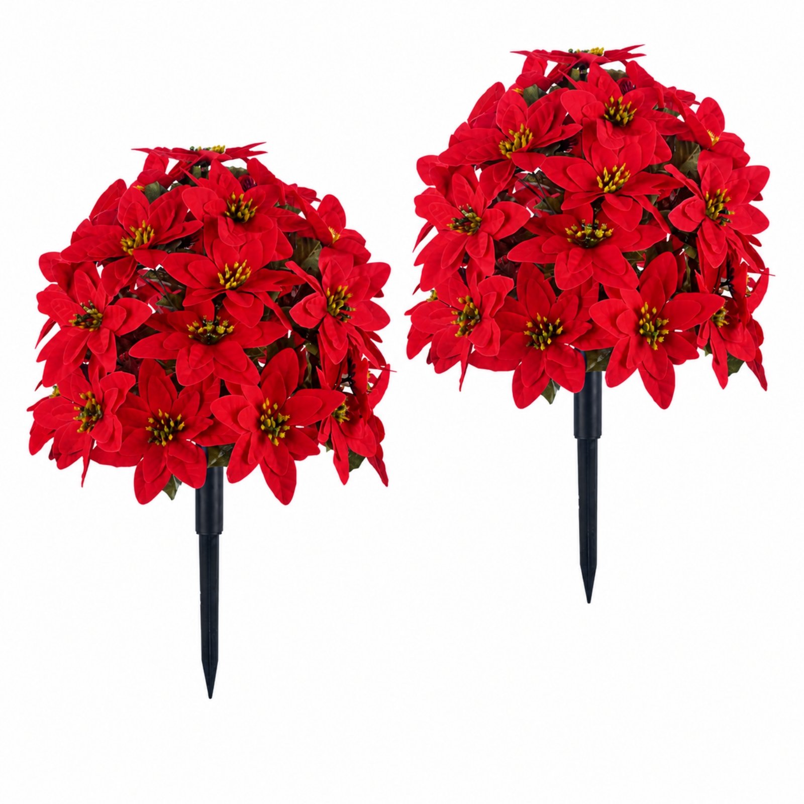 2-Piece Artificial Poinsettia Stake