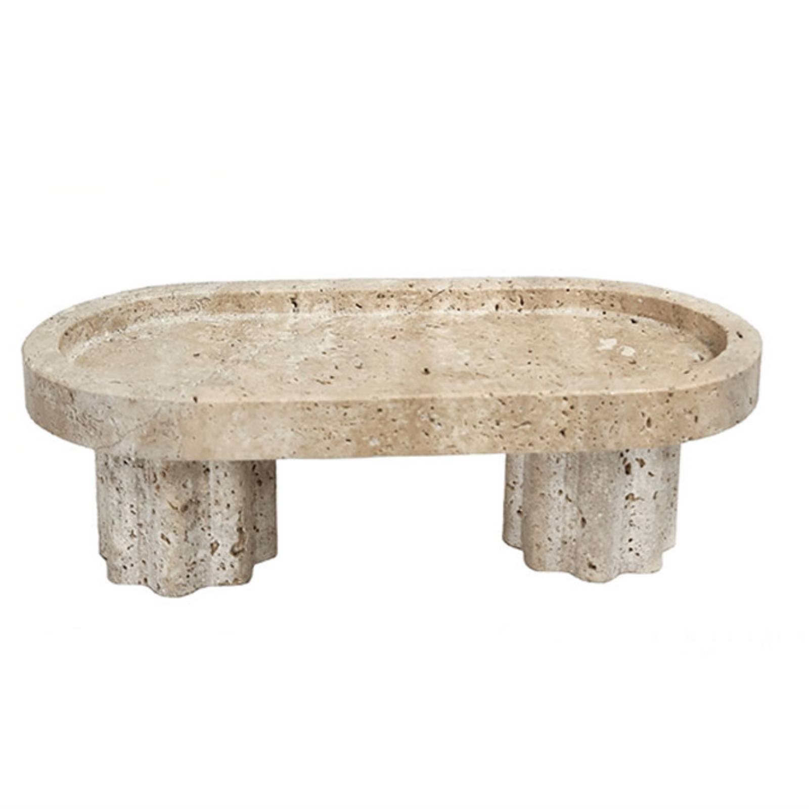 Travertine Tray with Pedestals
