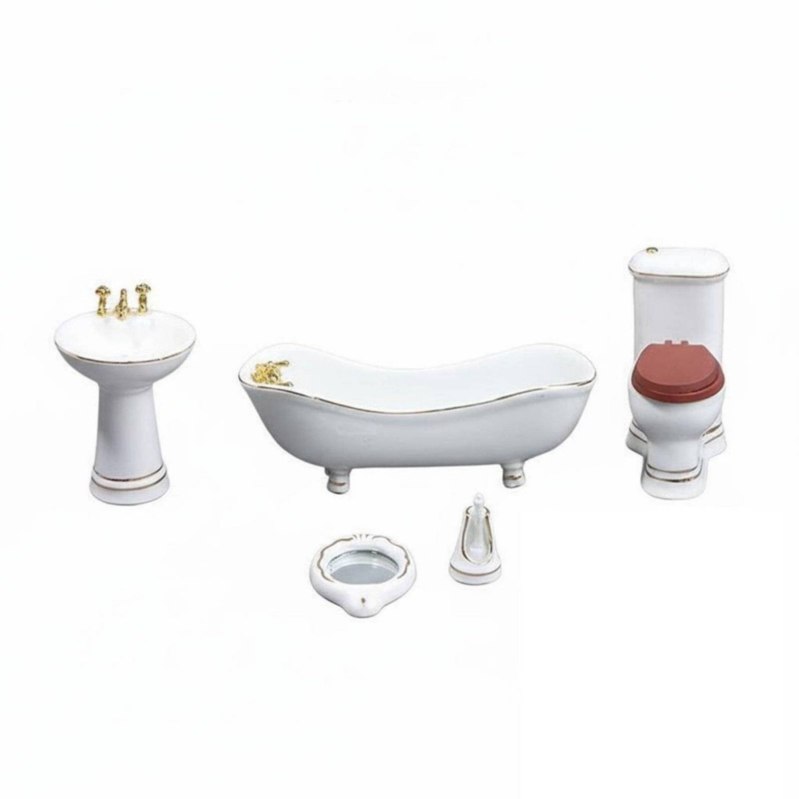 5-Piece 1:12 Scale Dollhouse Washroom Set