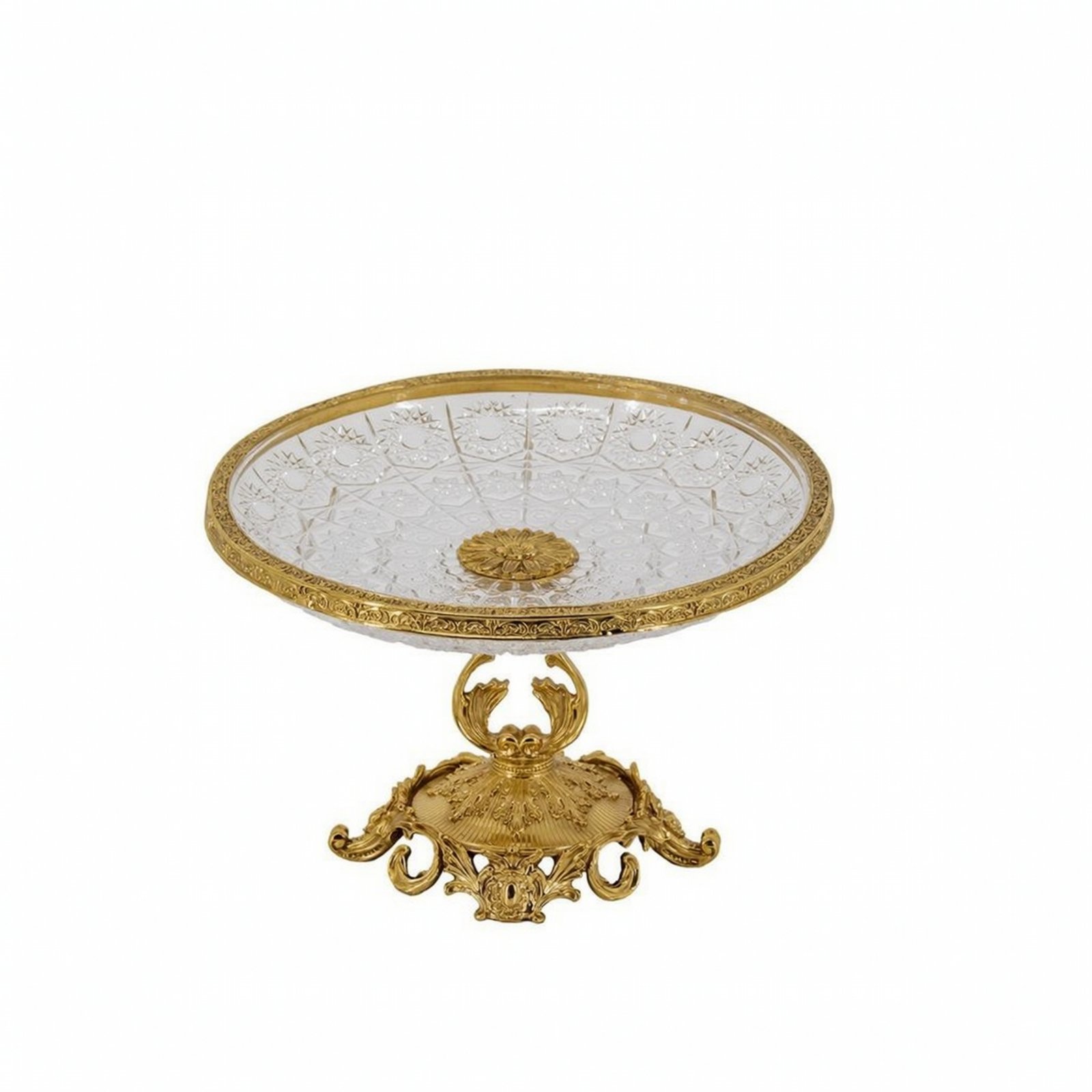 Glass Fruit Bowl with Gold Base
