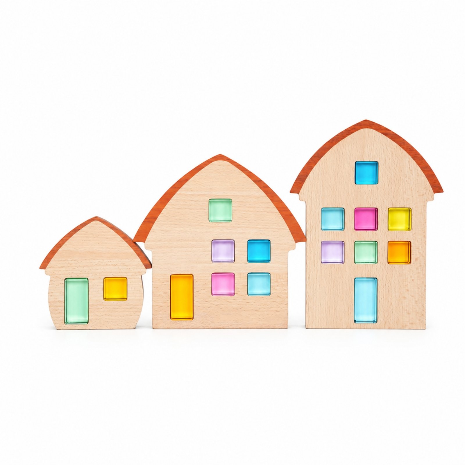 3-Piece Wood Blocks with Acrylic Openings