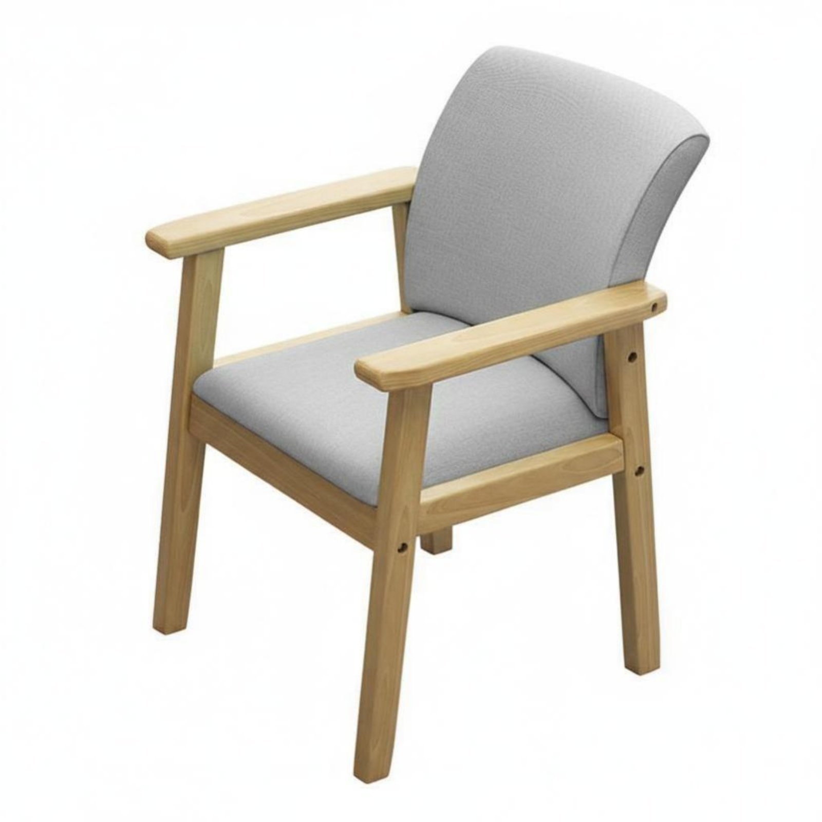 Upholstered Armchair – Gray, Raw Wood Putin