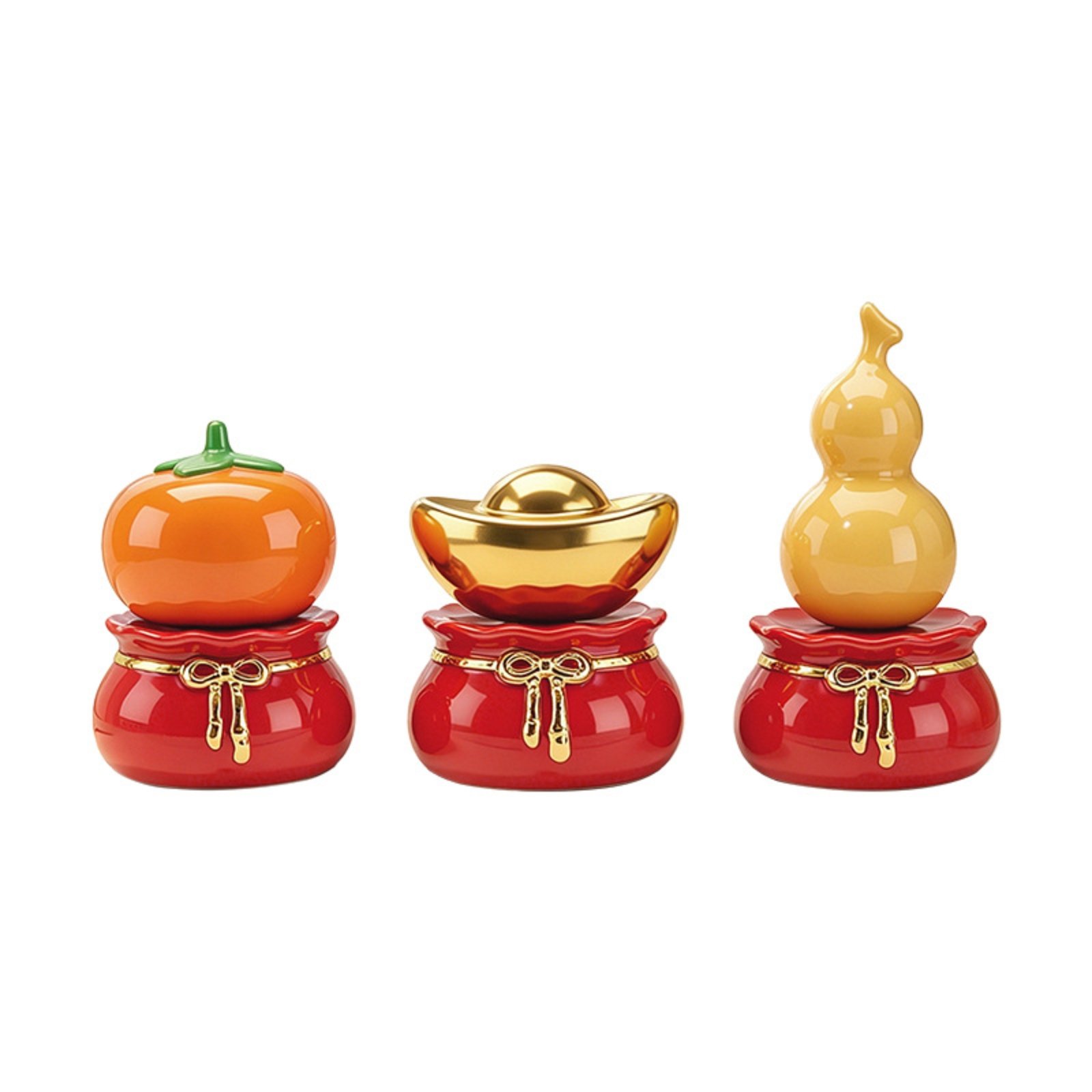 3-Piece Ceramic Decor with Gold Detailing