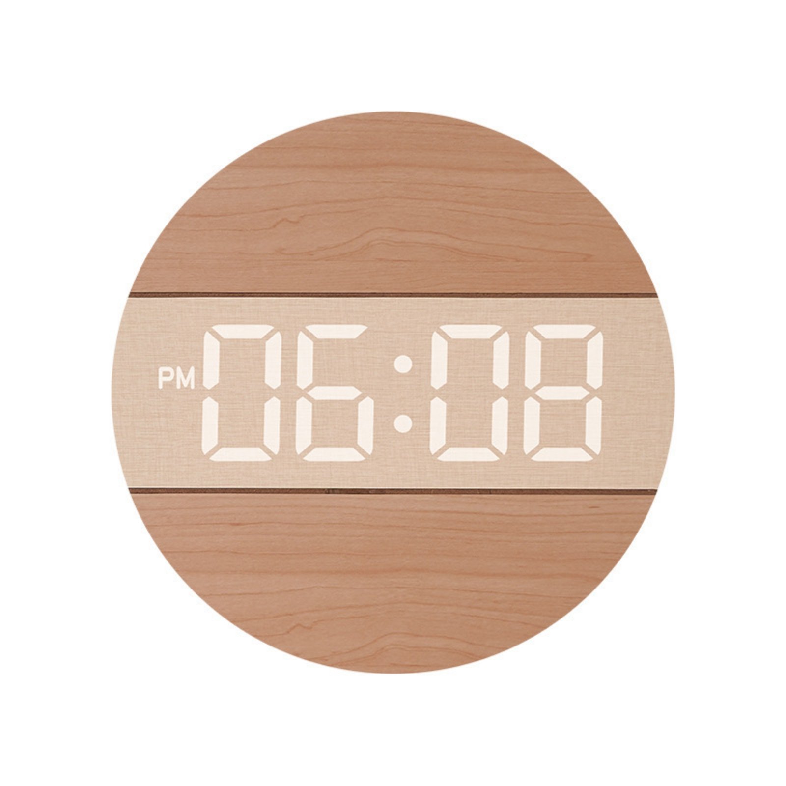 Wood-Grain Digital Wall Clock