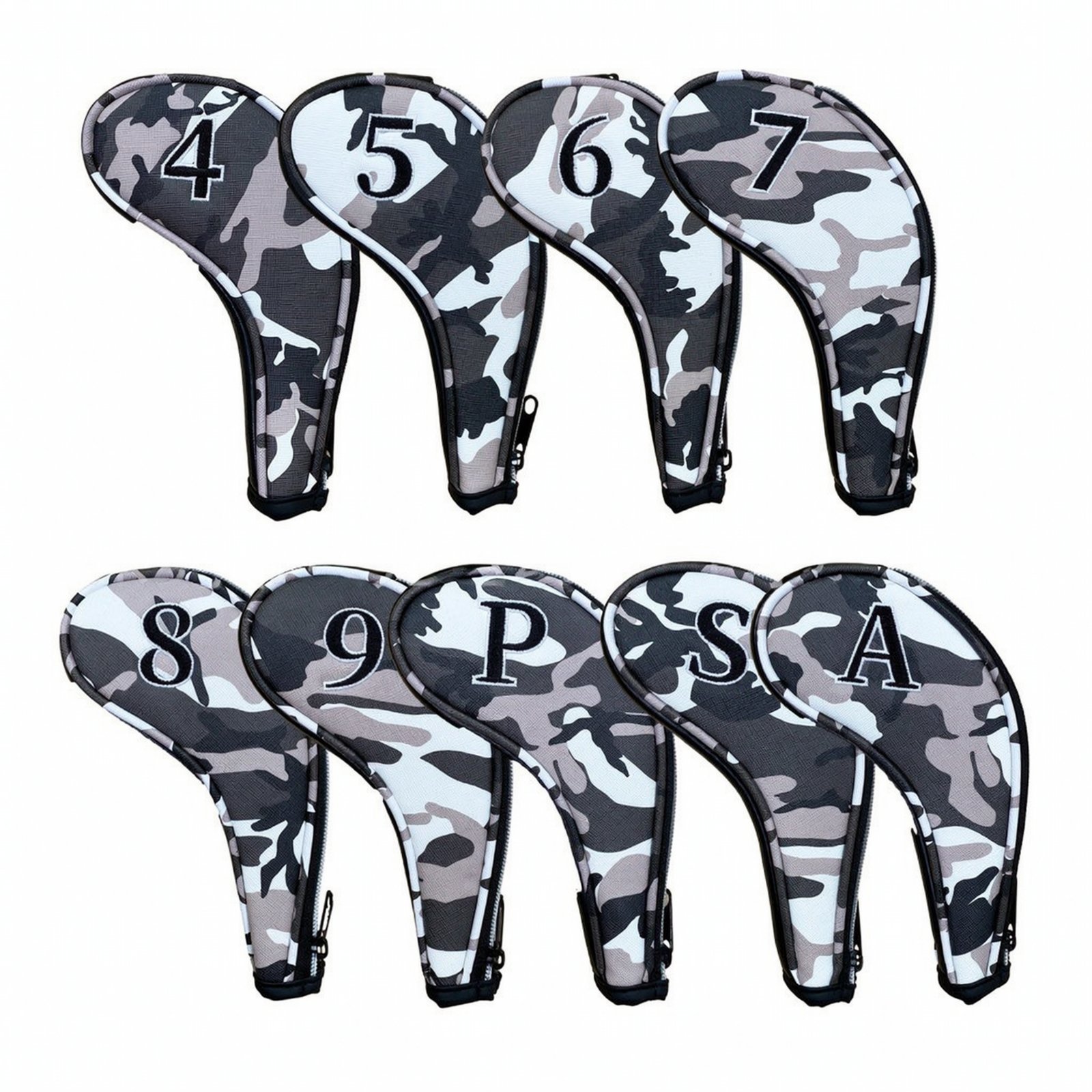 9-Piece Golf Iron Headcover with Zipper