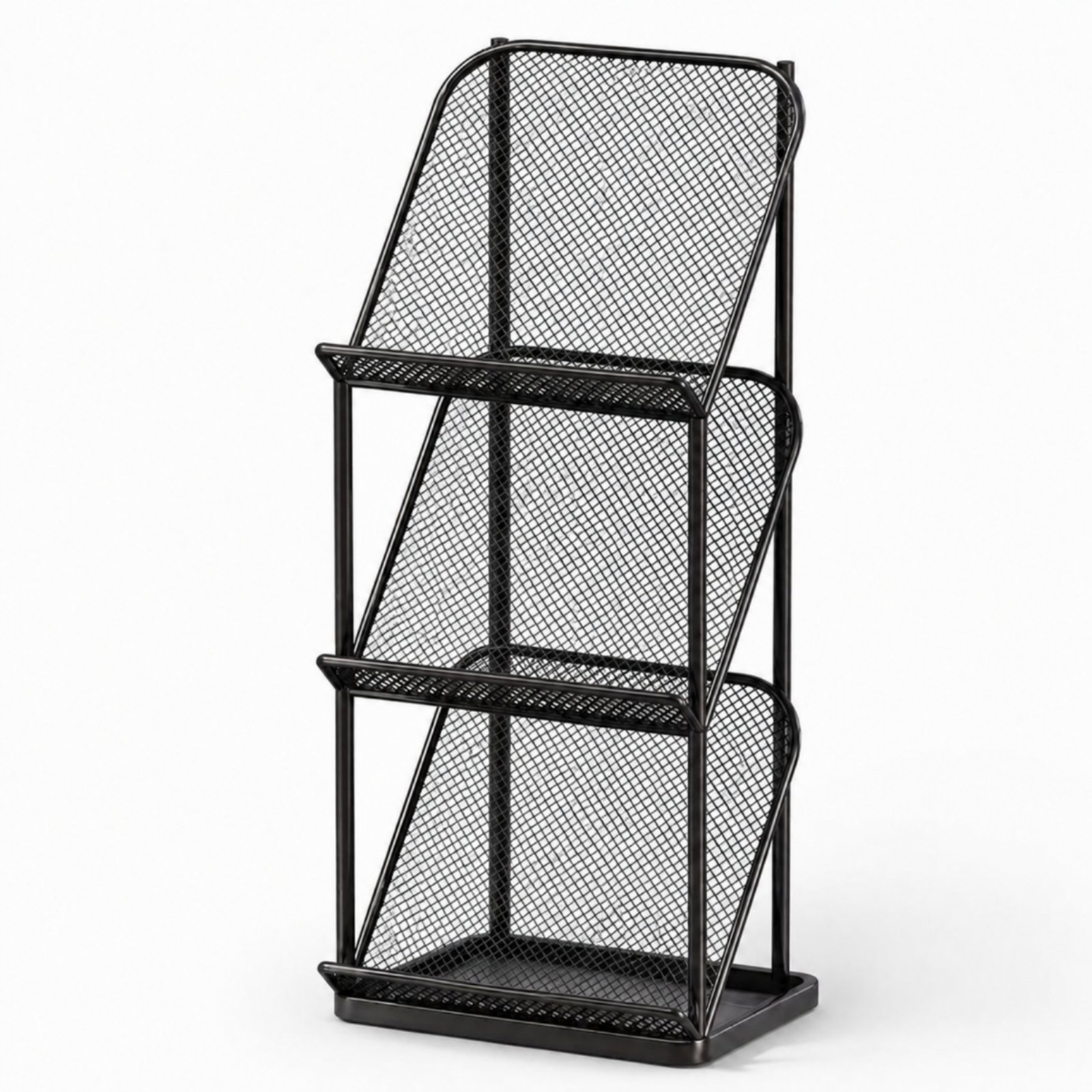 Metal Magazine Rack – Black, 3 Layers