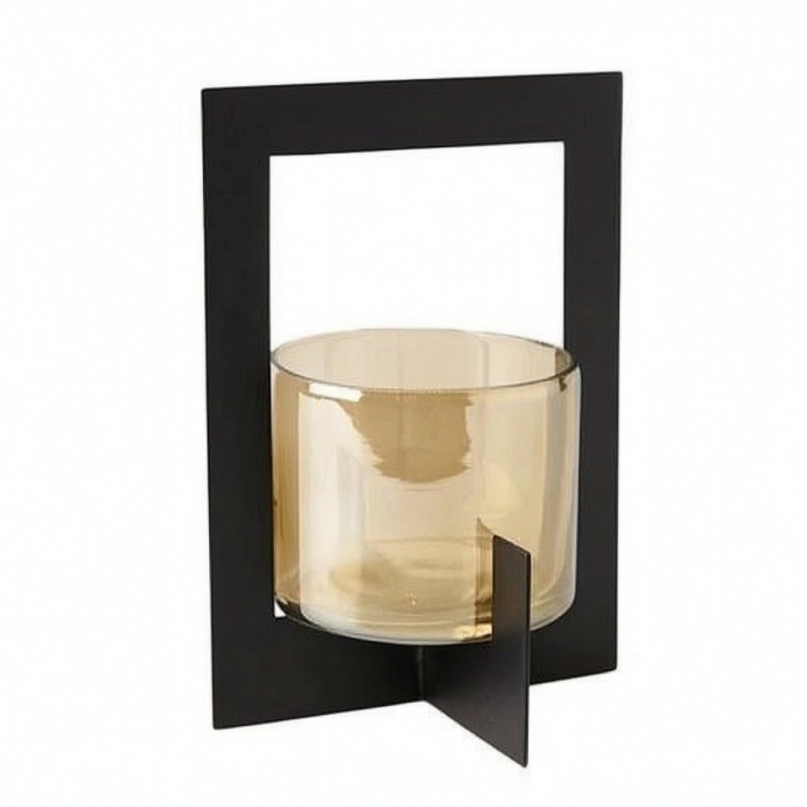 Black Iron Candle Holder with Glass Cup