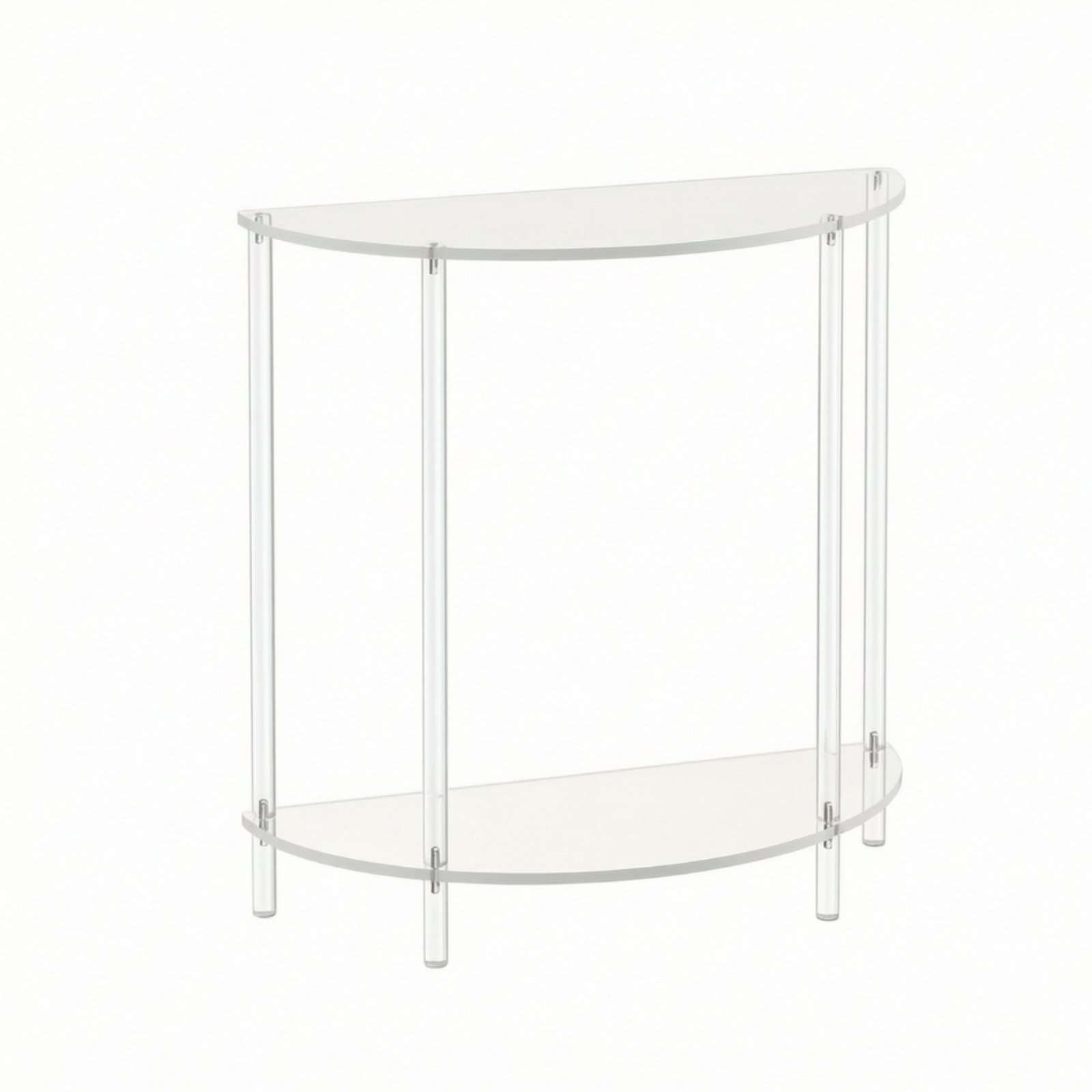 Acrylic Half-Round Table with Shelf