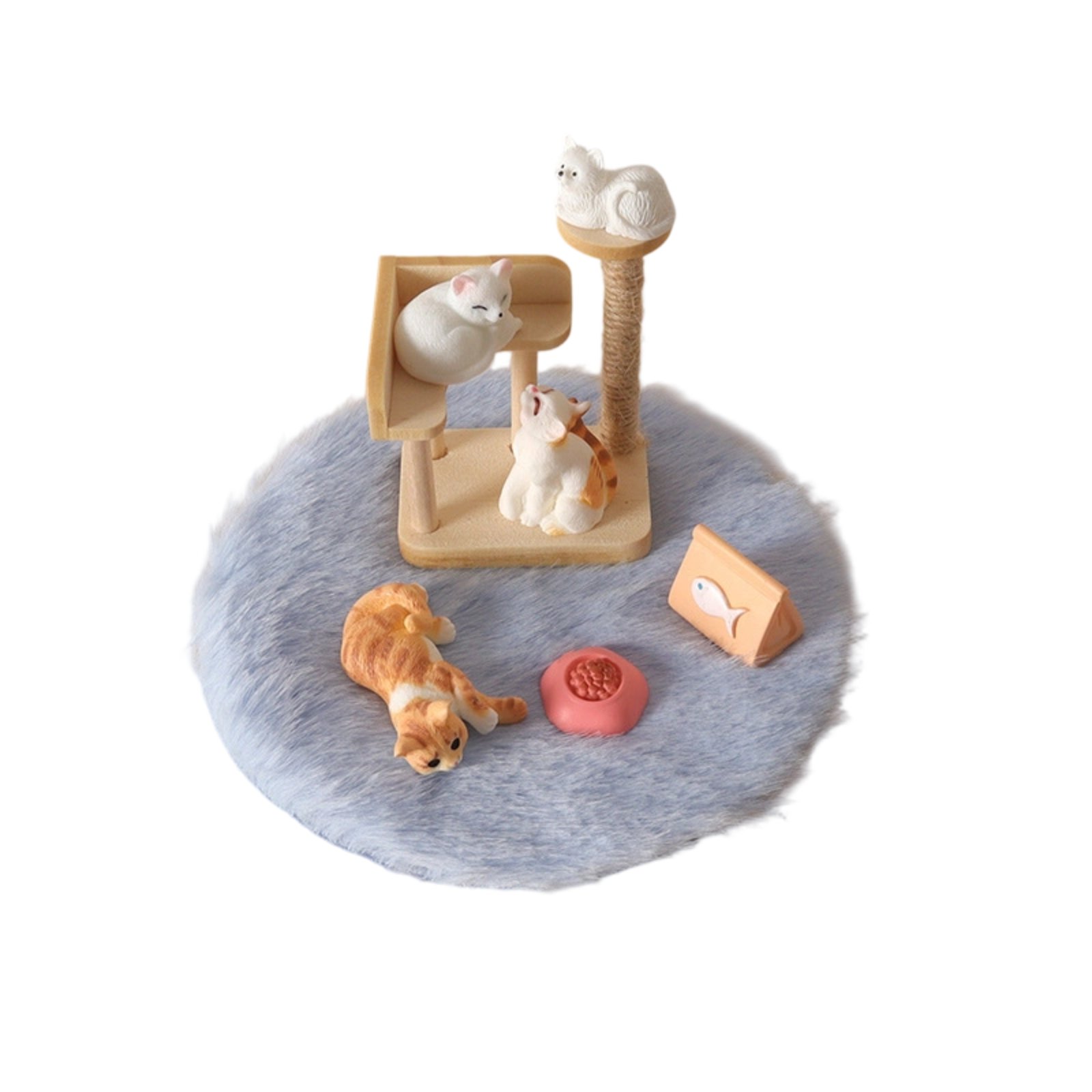 8 Pieces Wooden Cat Decor