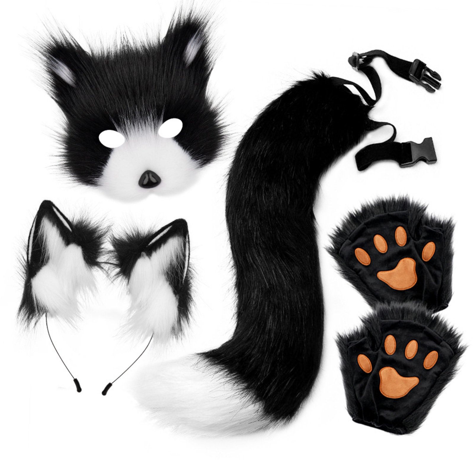 4-Piece Feline Costume Tail Set