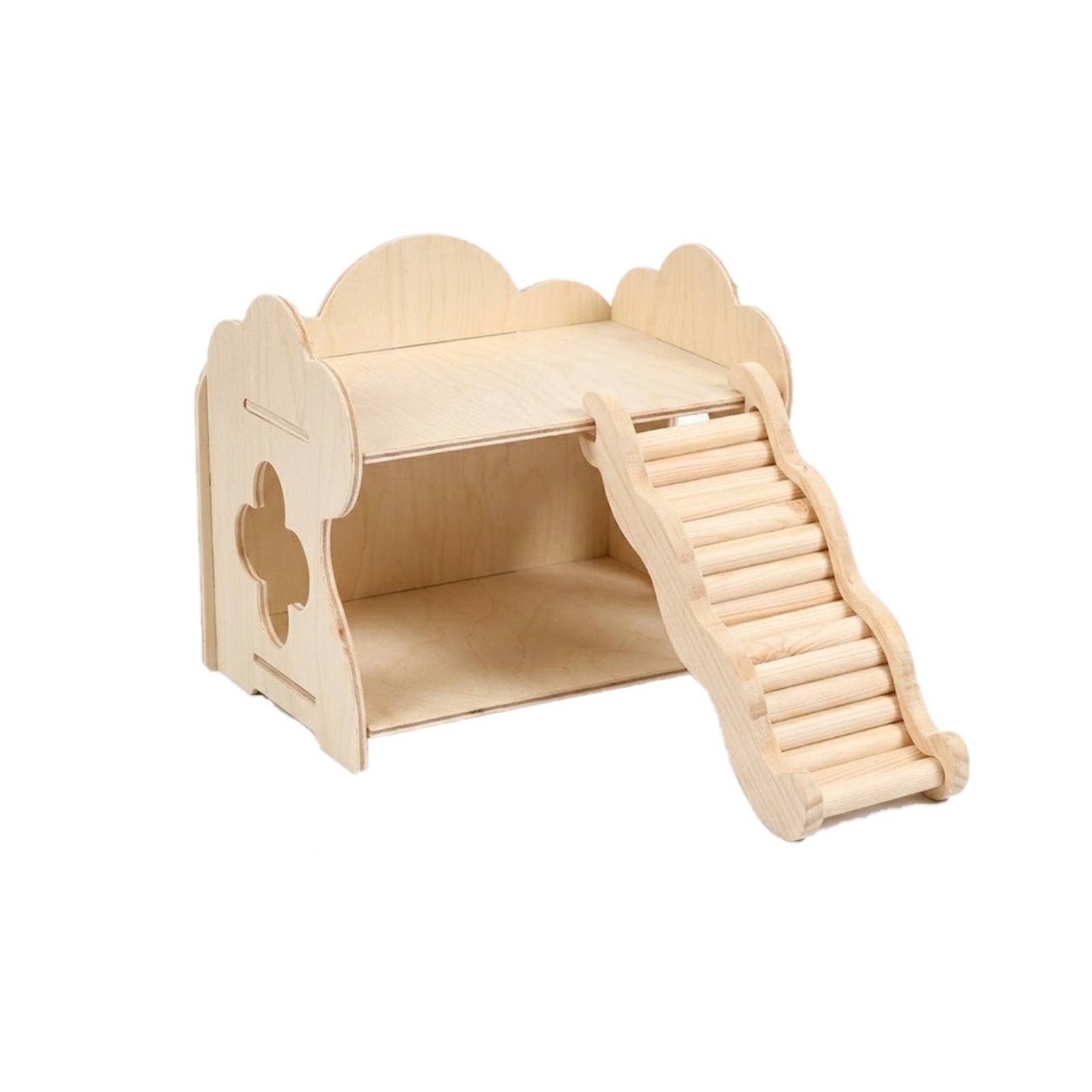 Wooden Hamster House with Climbing Ramp