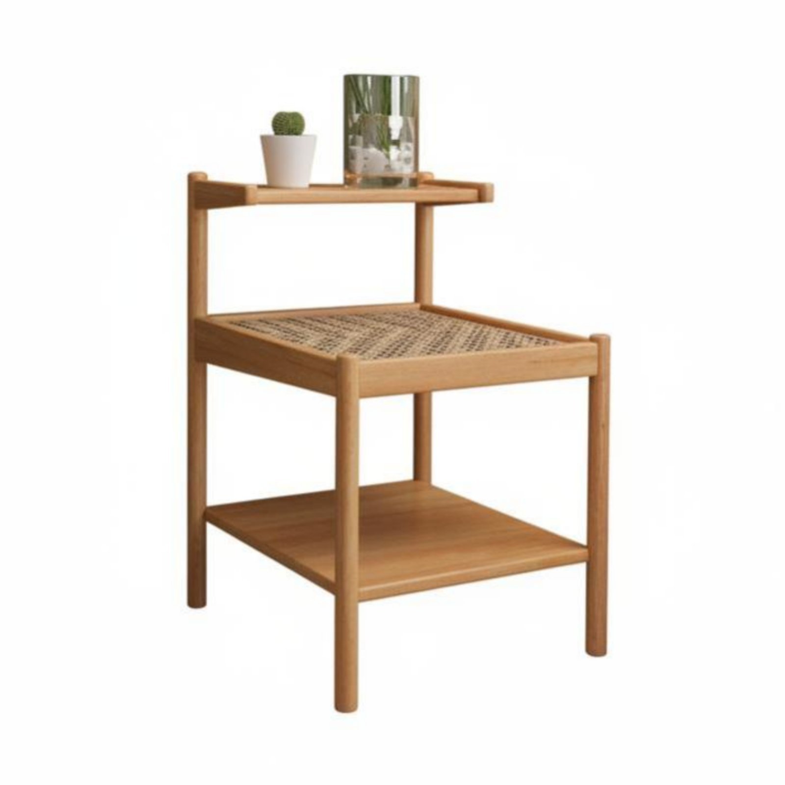 Woven-Top Bedside Table