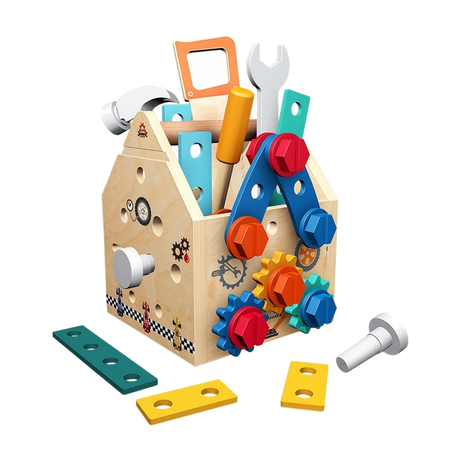 Pretend-Repair Tool Basket Wooden