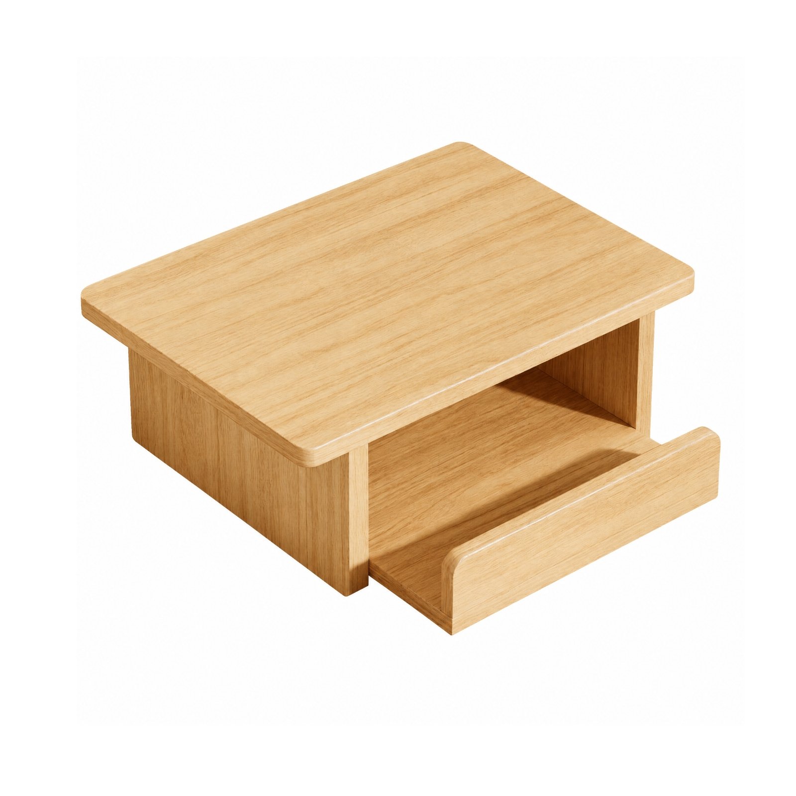 Desktop Storage Rack with Drawer – Natural Wood
