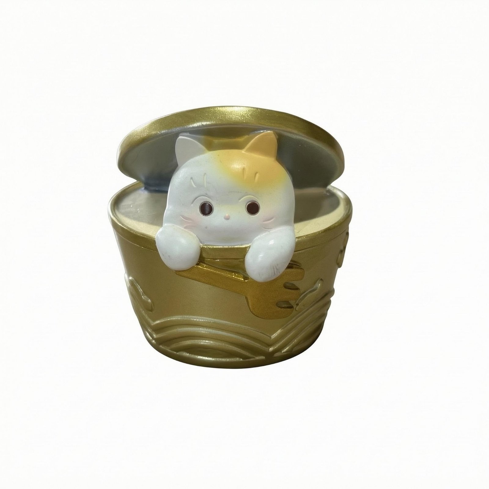 Cat Can Ornament Gold-Toned