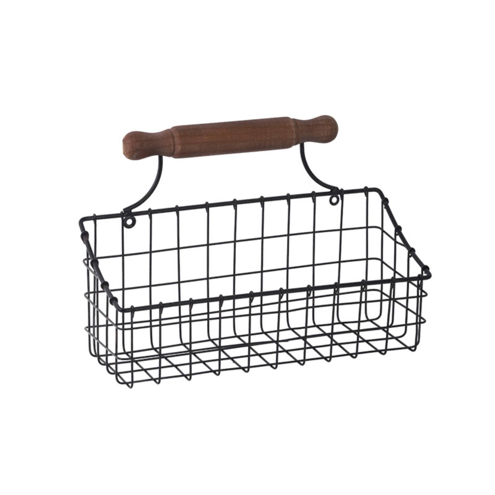 Wire Basket with Wooden Handle