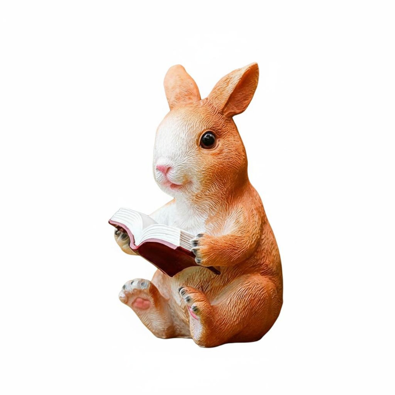 Resin Hare Figurine – Khaki Reading Rabbit