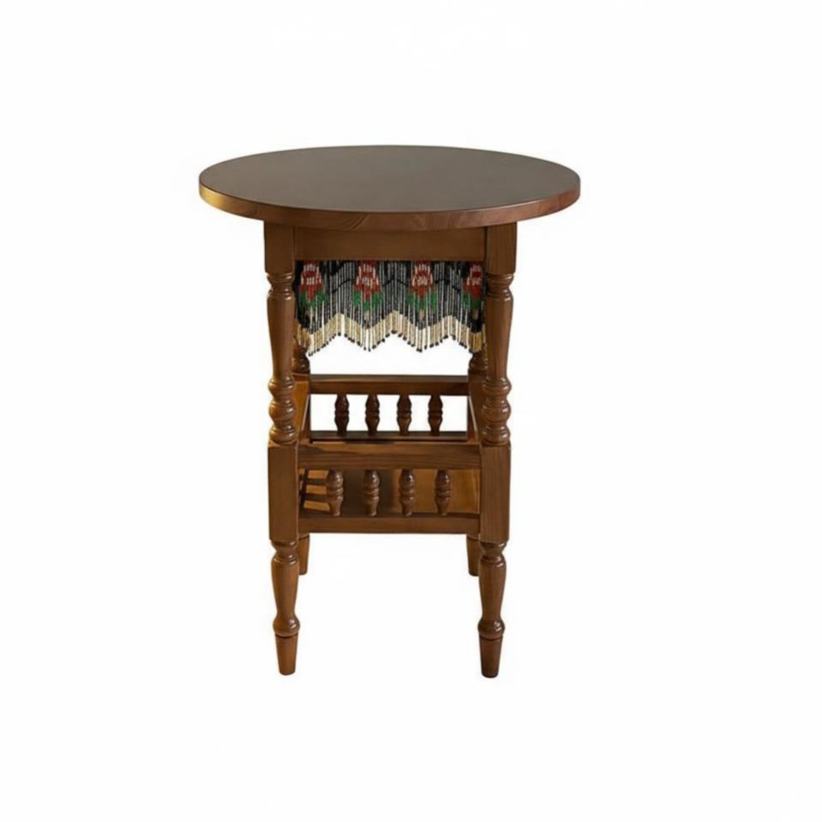 Round Sofa Table with Beaded Curtain