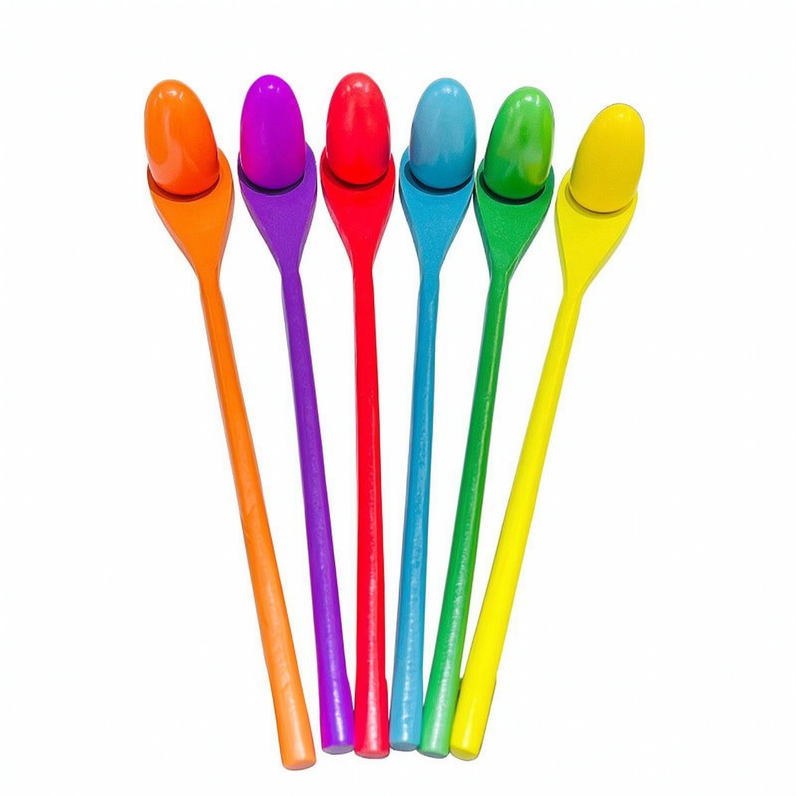6 Pieces Balancing Spoon with Ball Long Easy-to-Hold Handle