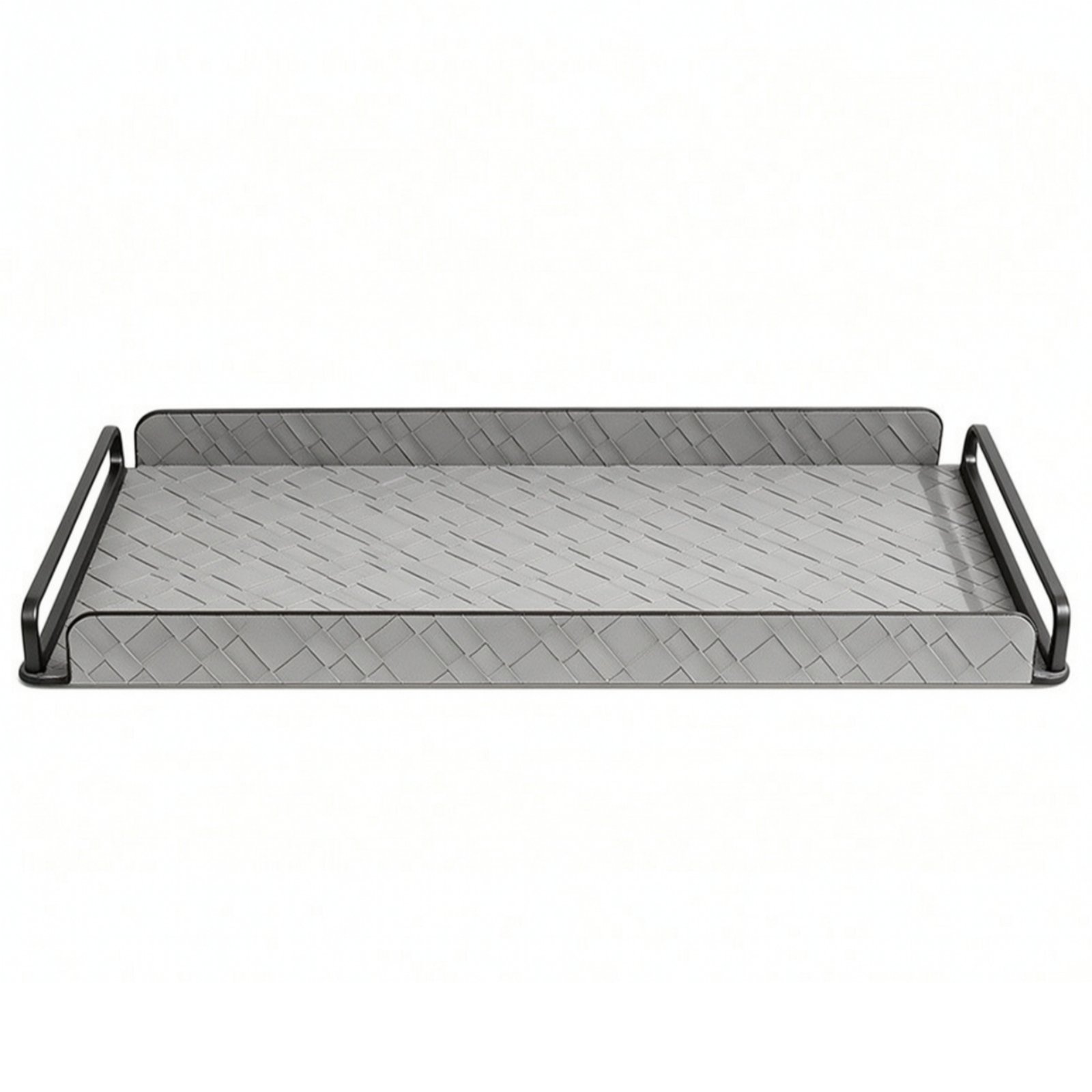Woven Serving Tray with Handles – Gray
