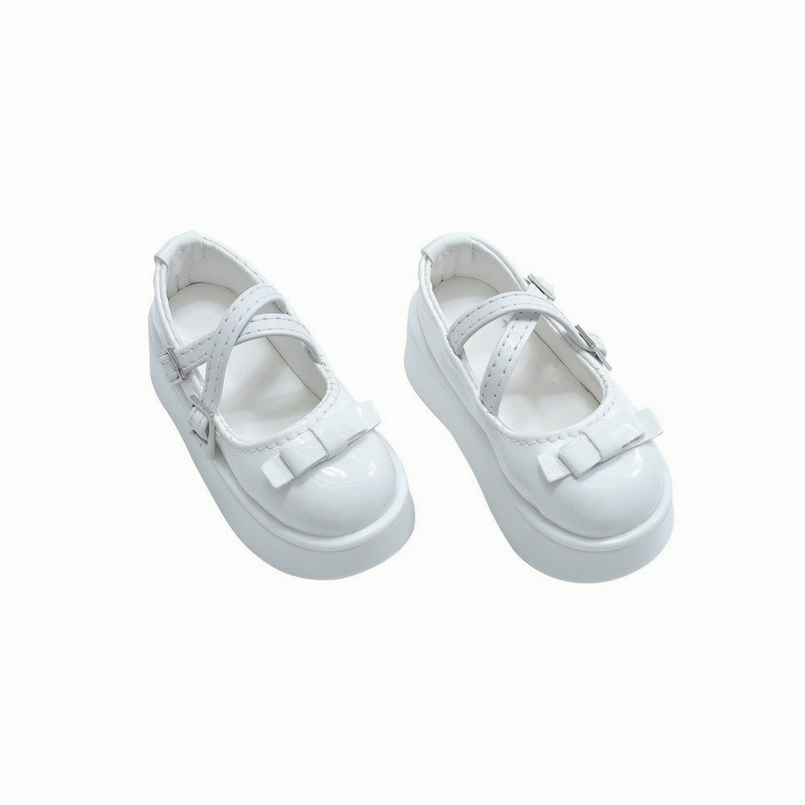 BJD Doll Shoe with Crossed Straps – White