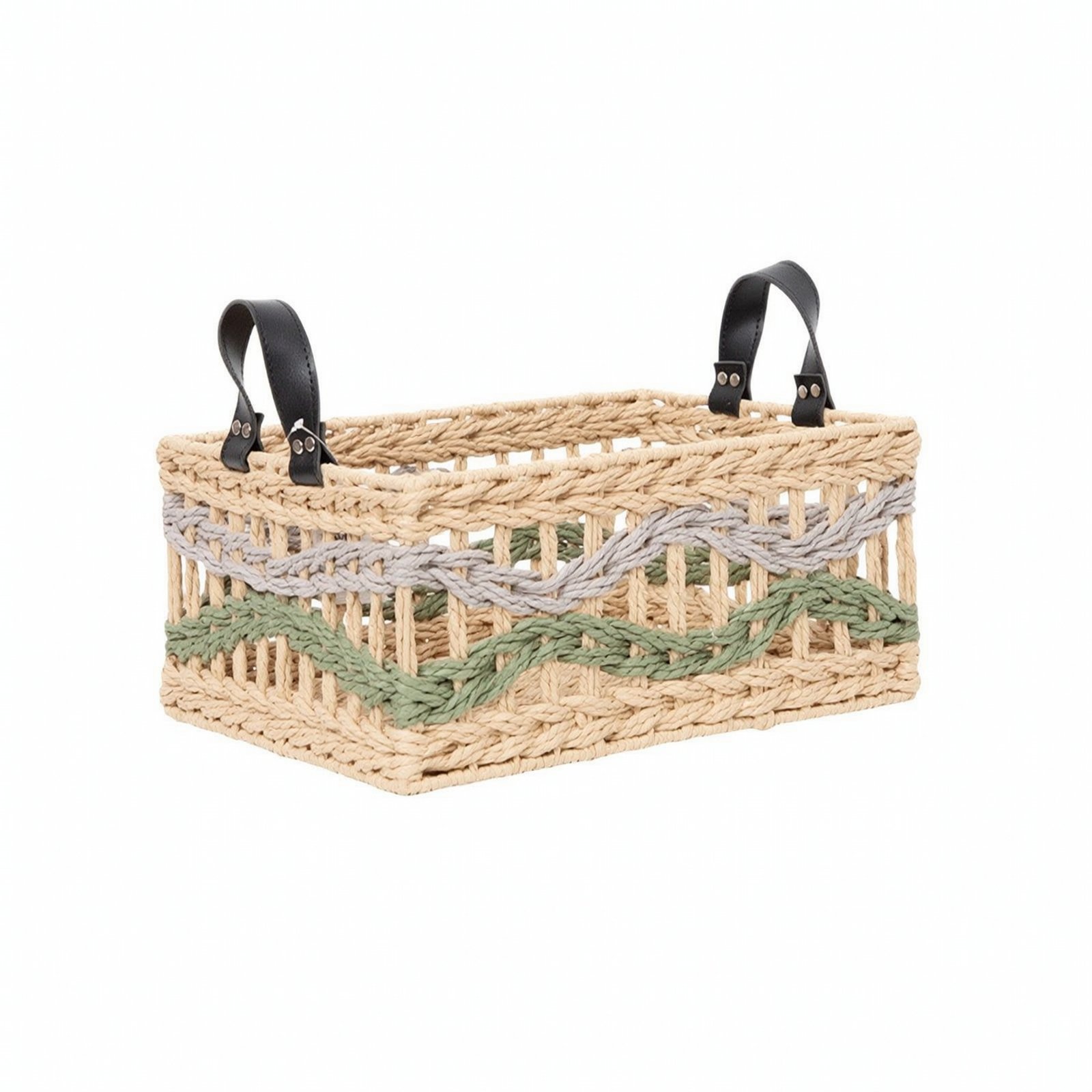 Woven Bin Rectangular Braided Holder Basket for Living Room