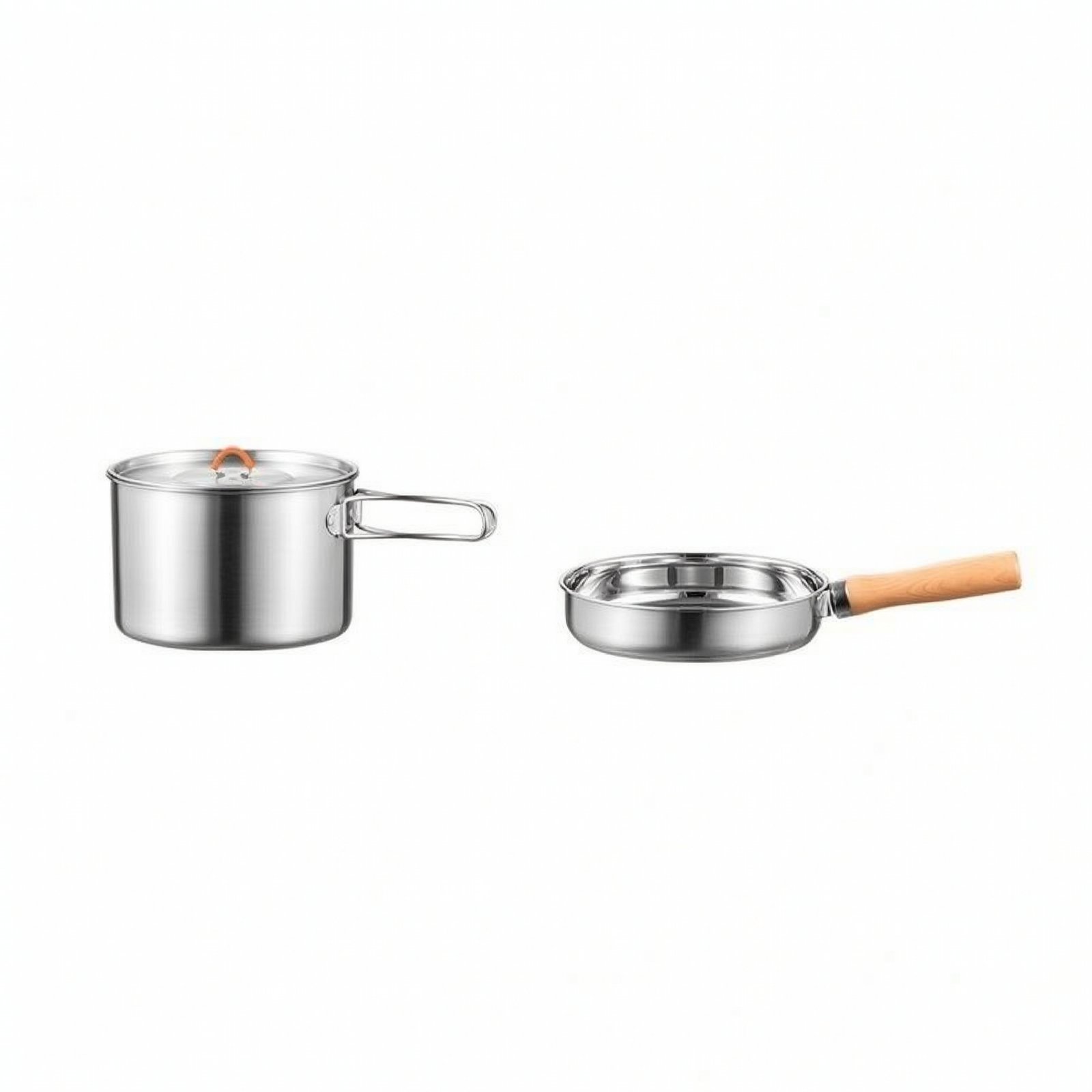2-Piece Stainless Steel Camping Pots and Pans