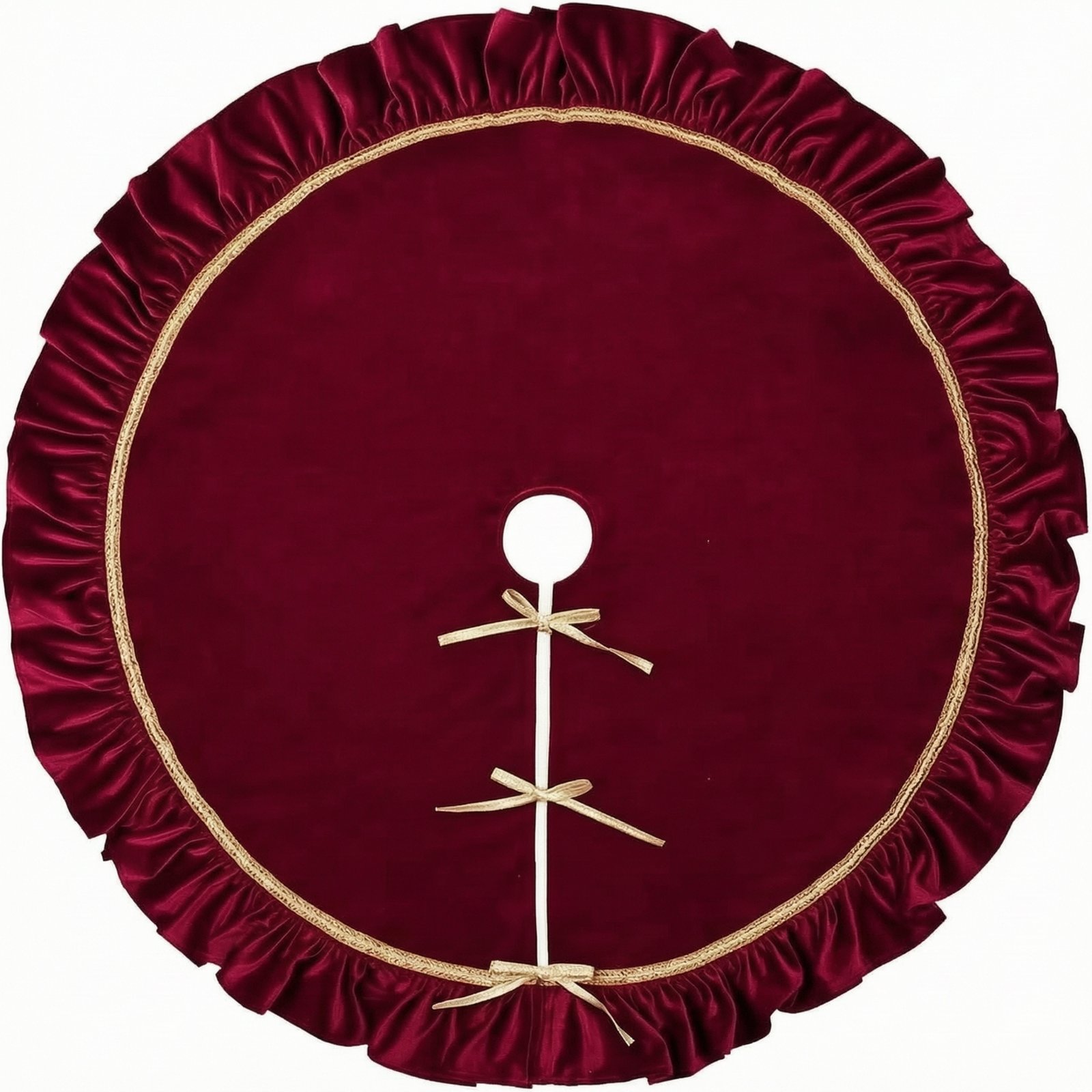 Velvet Christmas Tree Skirt with Bow Ties