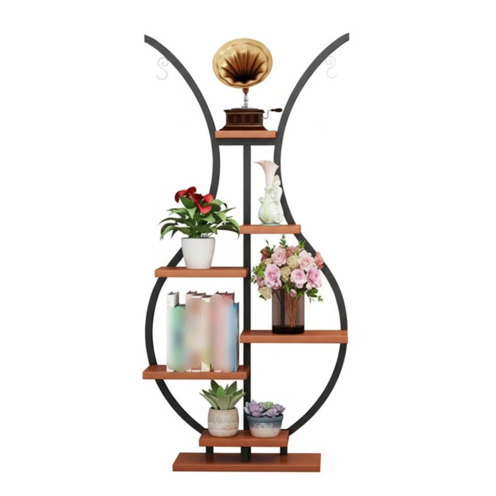 Multi-Tier Plant Stand – Teak Black