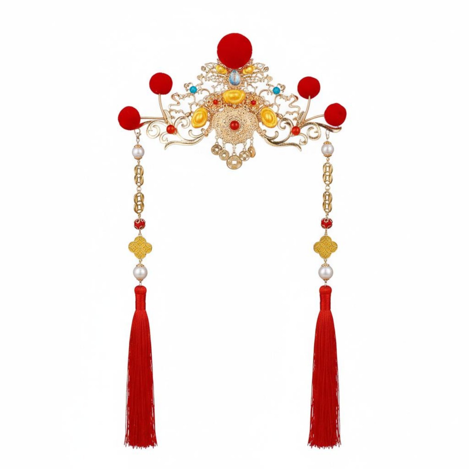 Chinese Hair Crown with Red Tassel