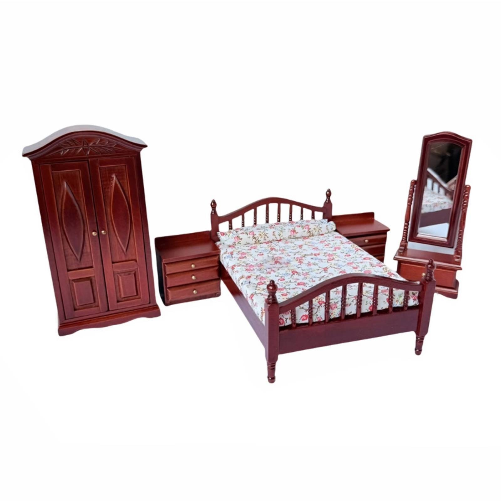 5-Piece 1:12 Dollhouse Bedroom Set