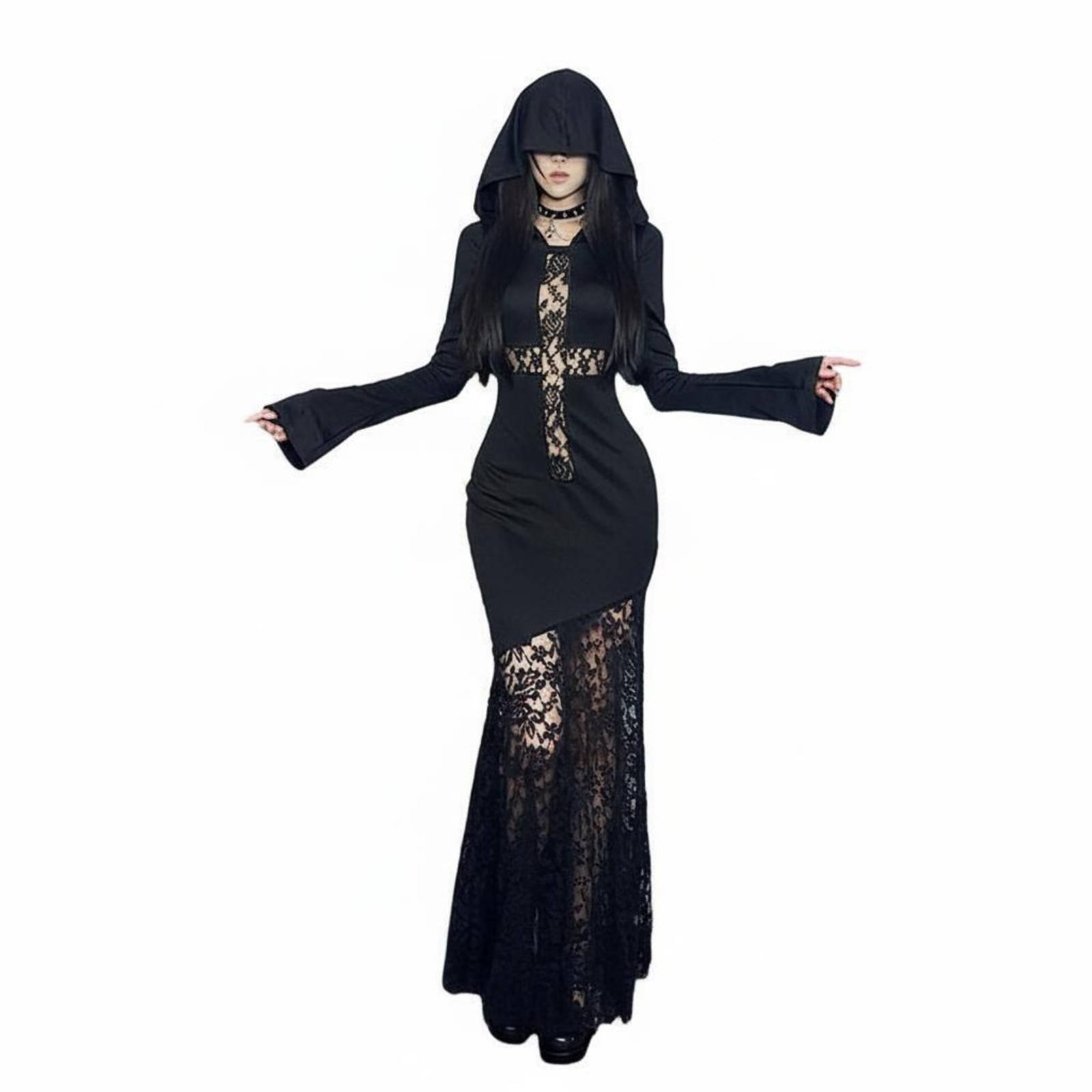 Hooded Lace Mermaid Gown