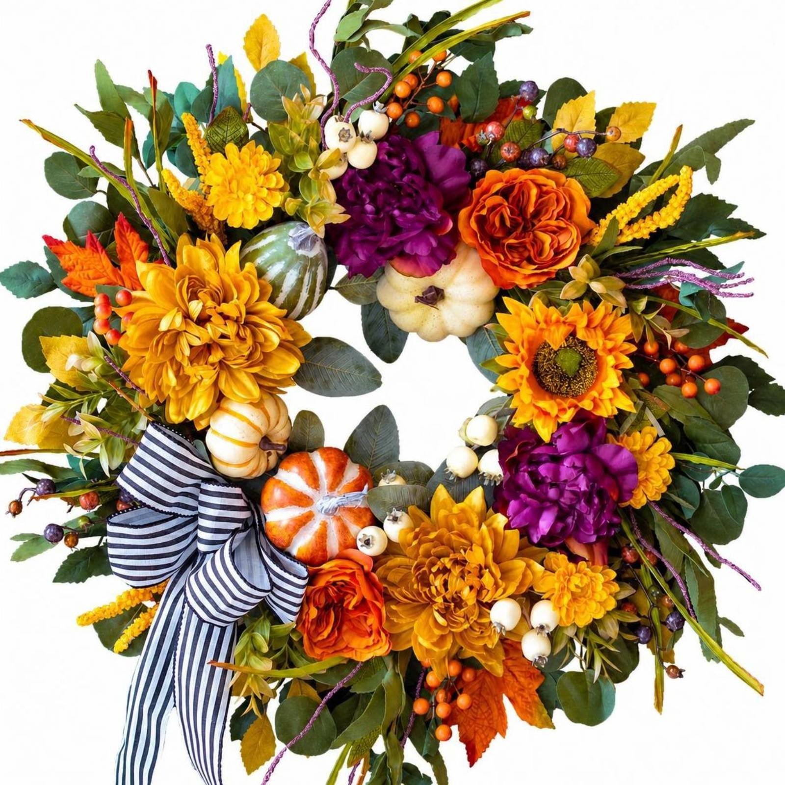 Autumn Wreath with Pumpkin