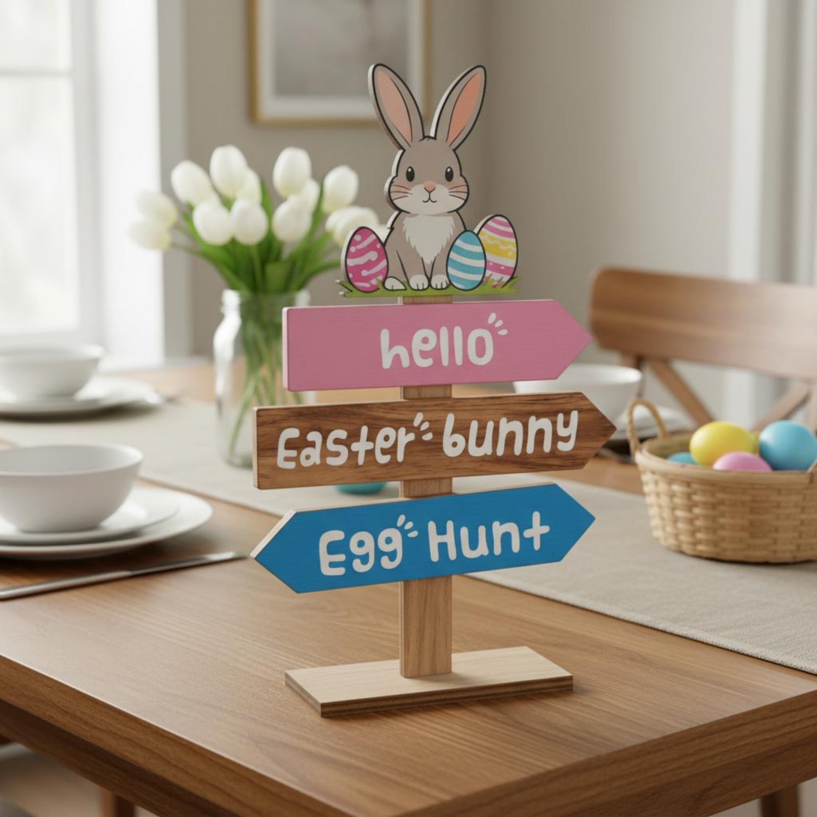 Wooden Easter Bunny Table Decor