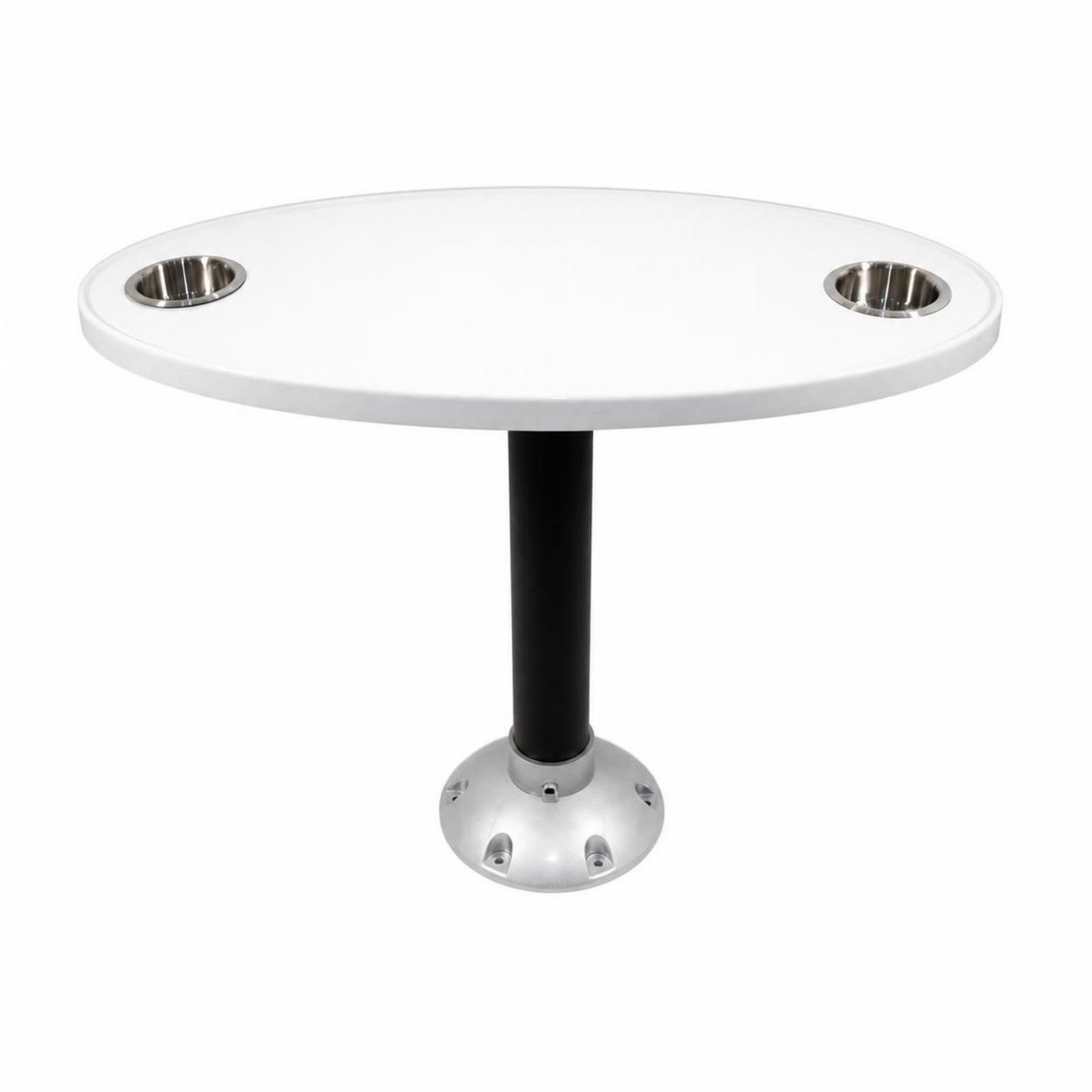 Oval Boat Tea Table with Drink Holders – White
