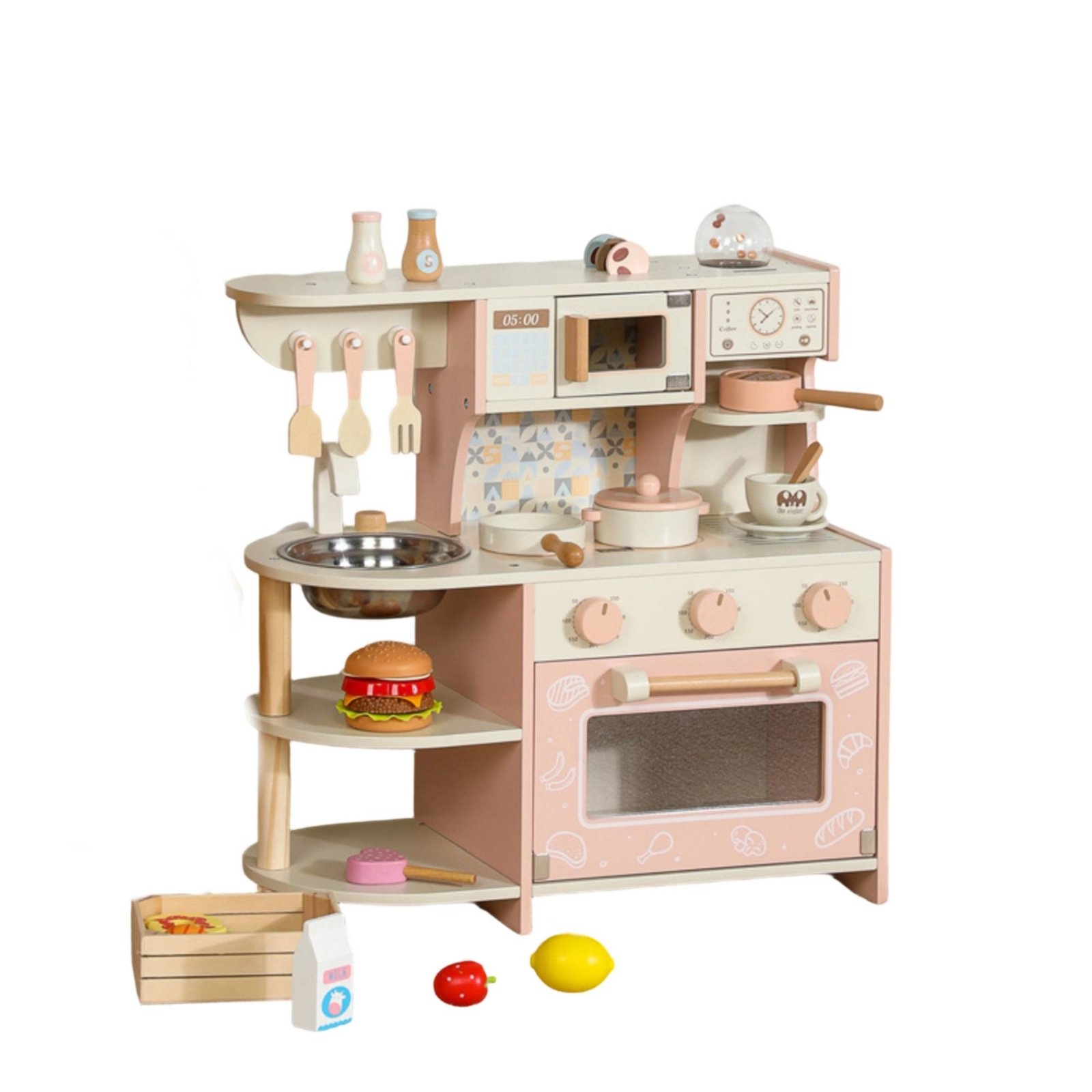 Wooden Play Kitchen with Accessories