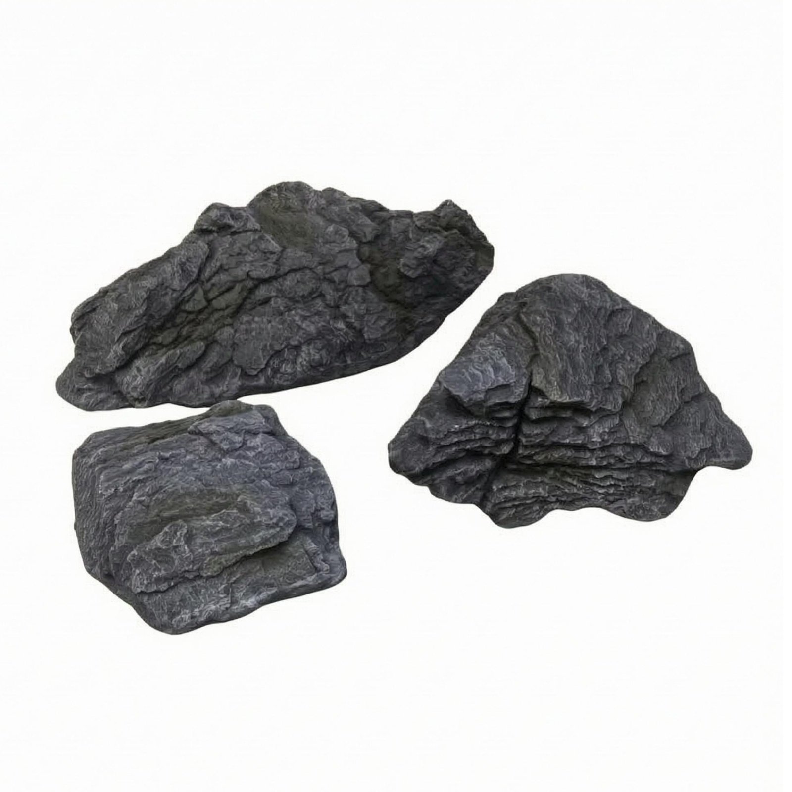 3-Piece Gray Fiberglass Boulder