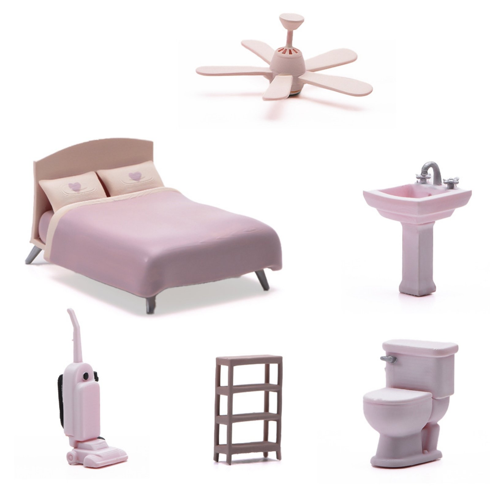 Miniature Furniture Set with Bed and Sink