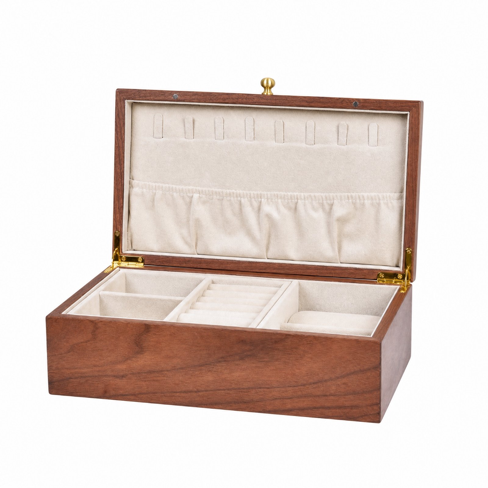 Walnut Jewelry Box with Cloth Lining