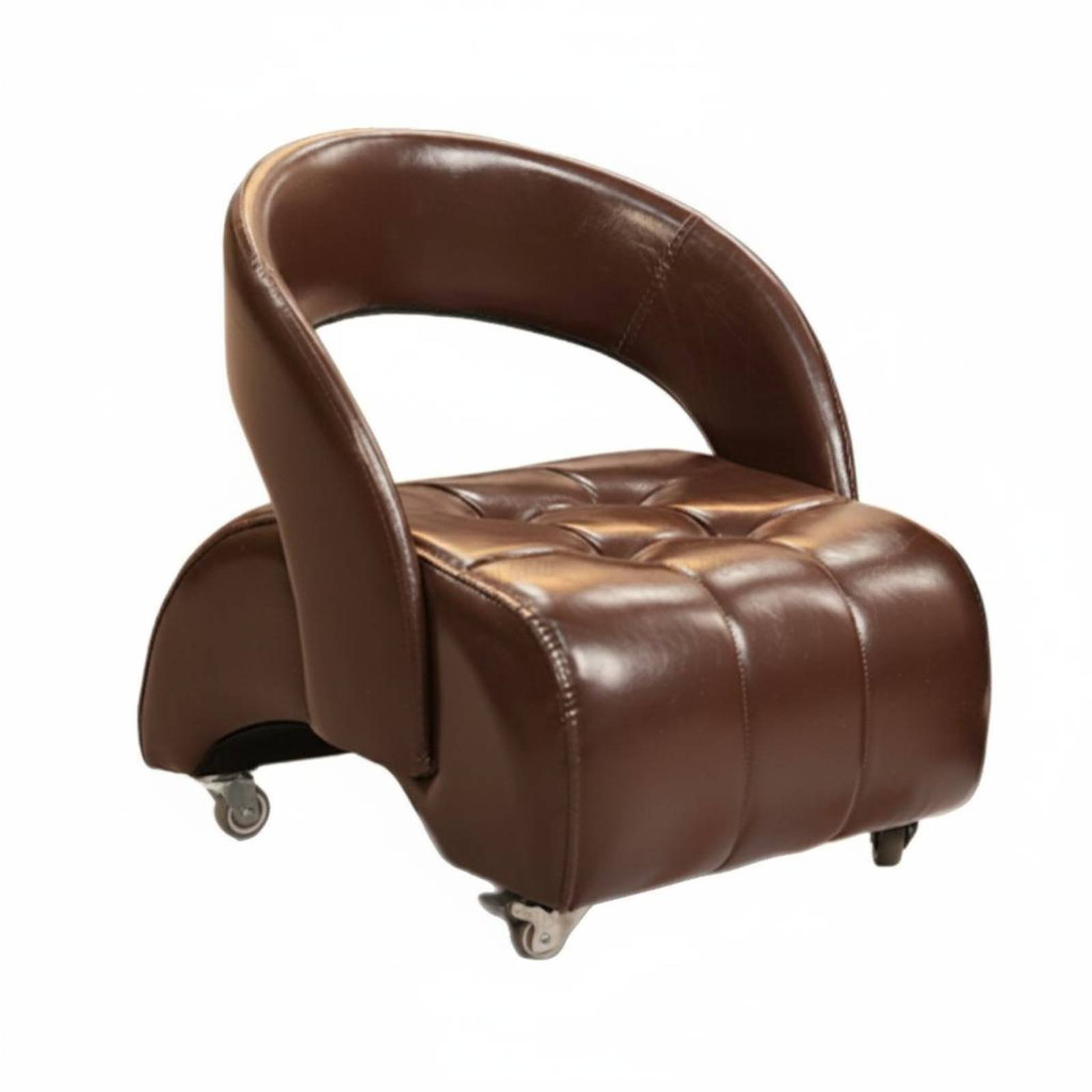 Rolling Stool with Backrest – Brown