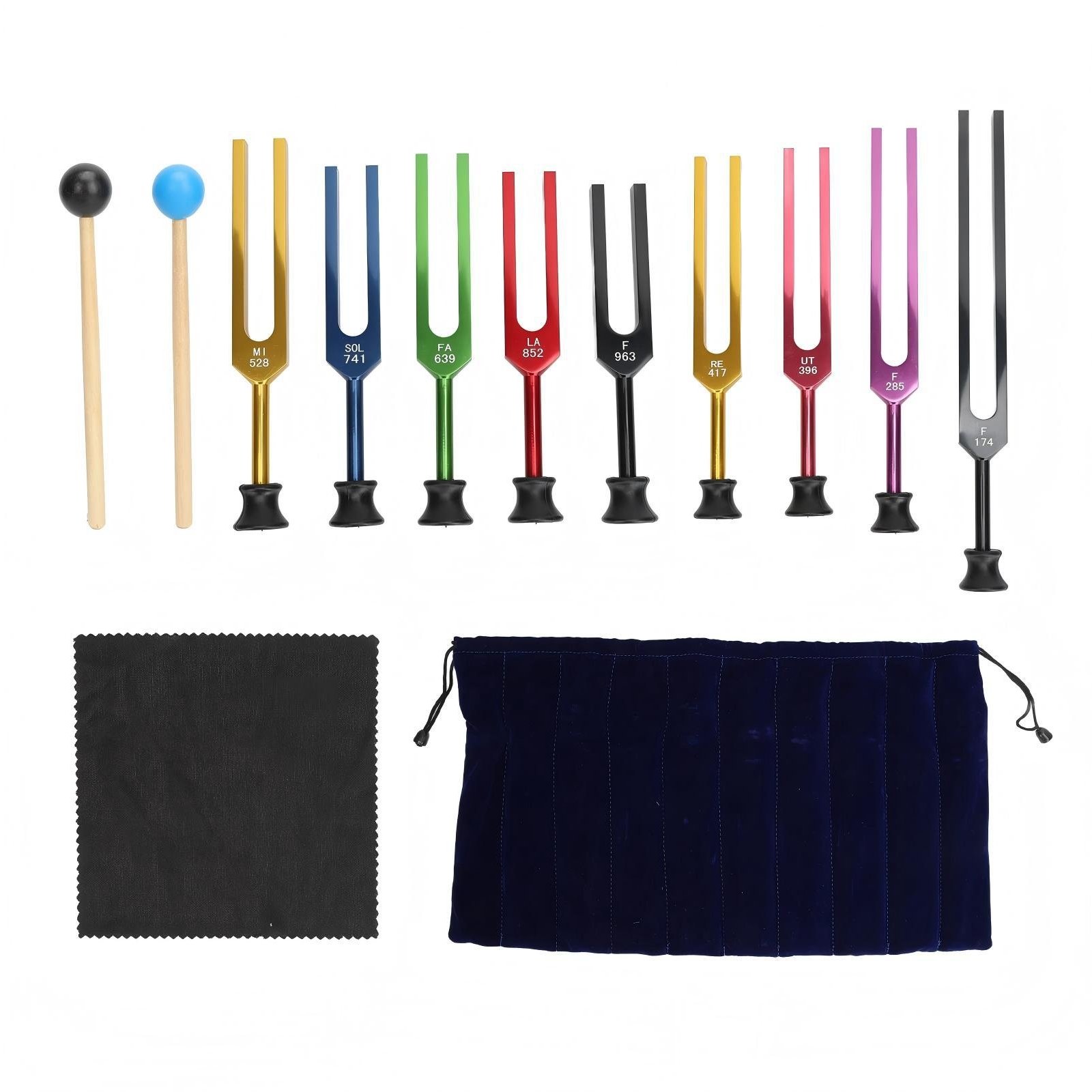 9-Piece Color-Coded Tuning Fork Set