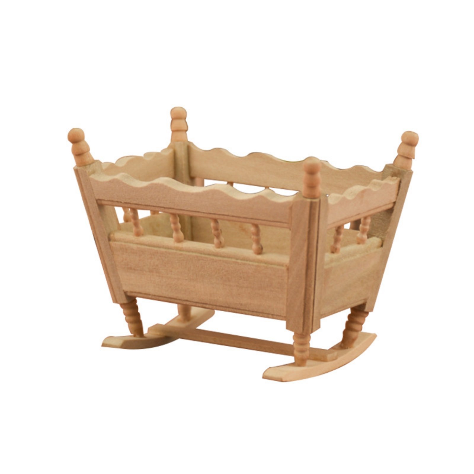 Unpainted Wooden Doll Cradle