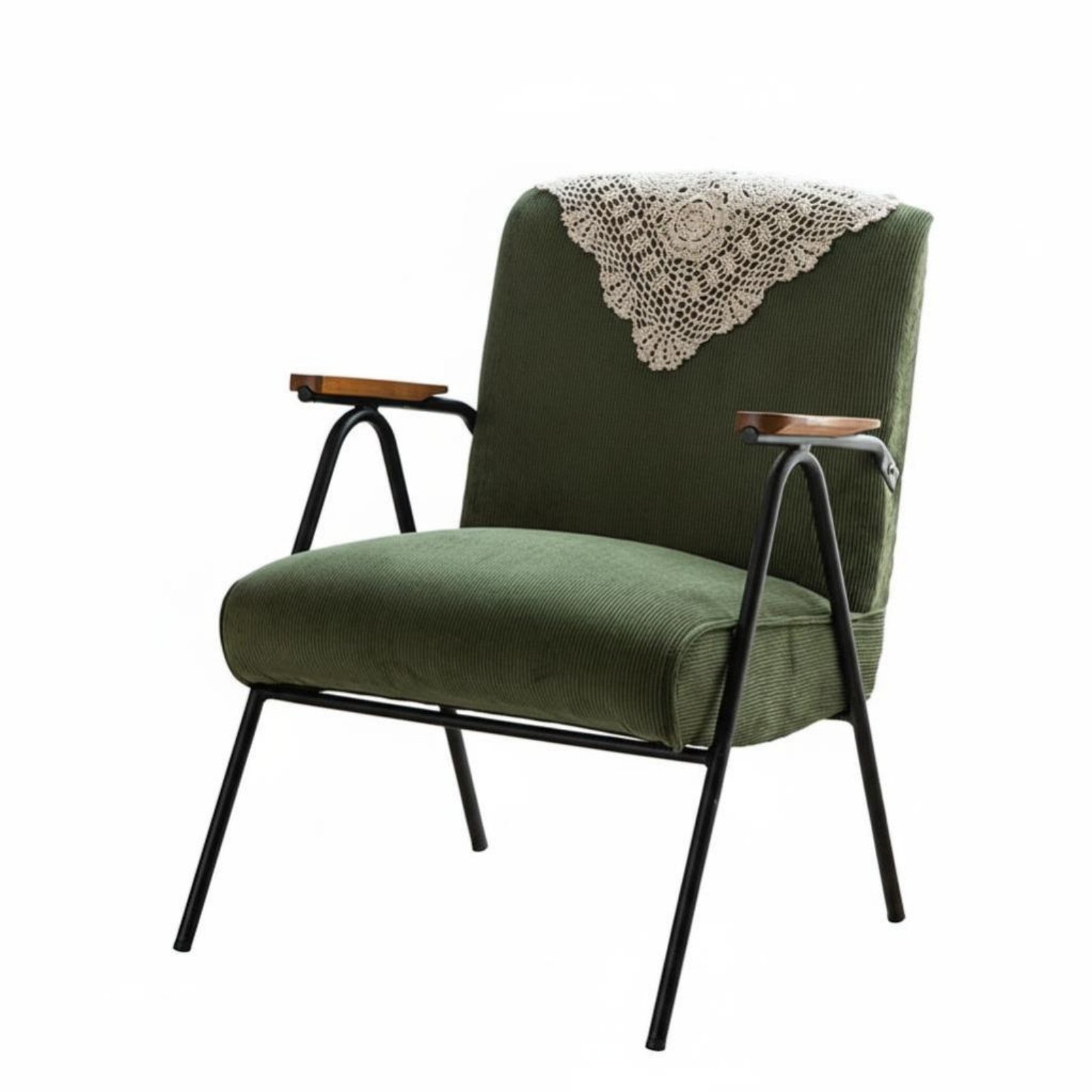 Upholstered Armchair with Wood Frame