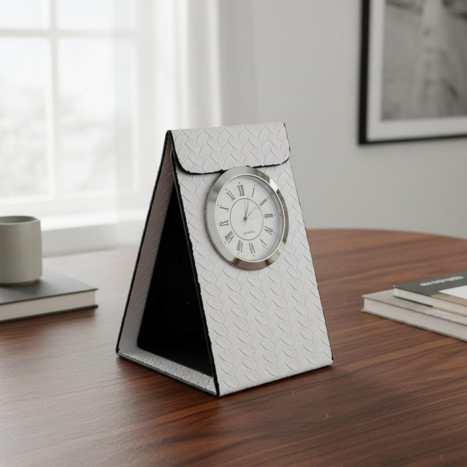 PU Leather Desk Clock