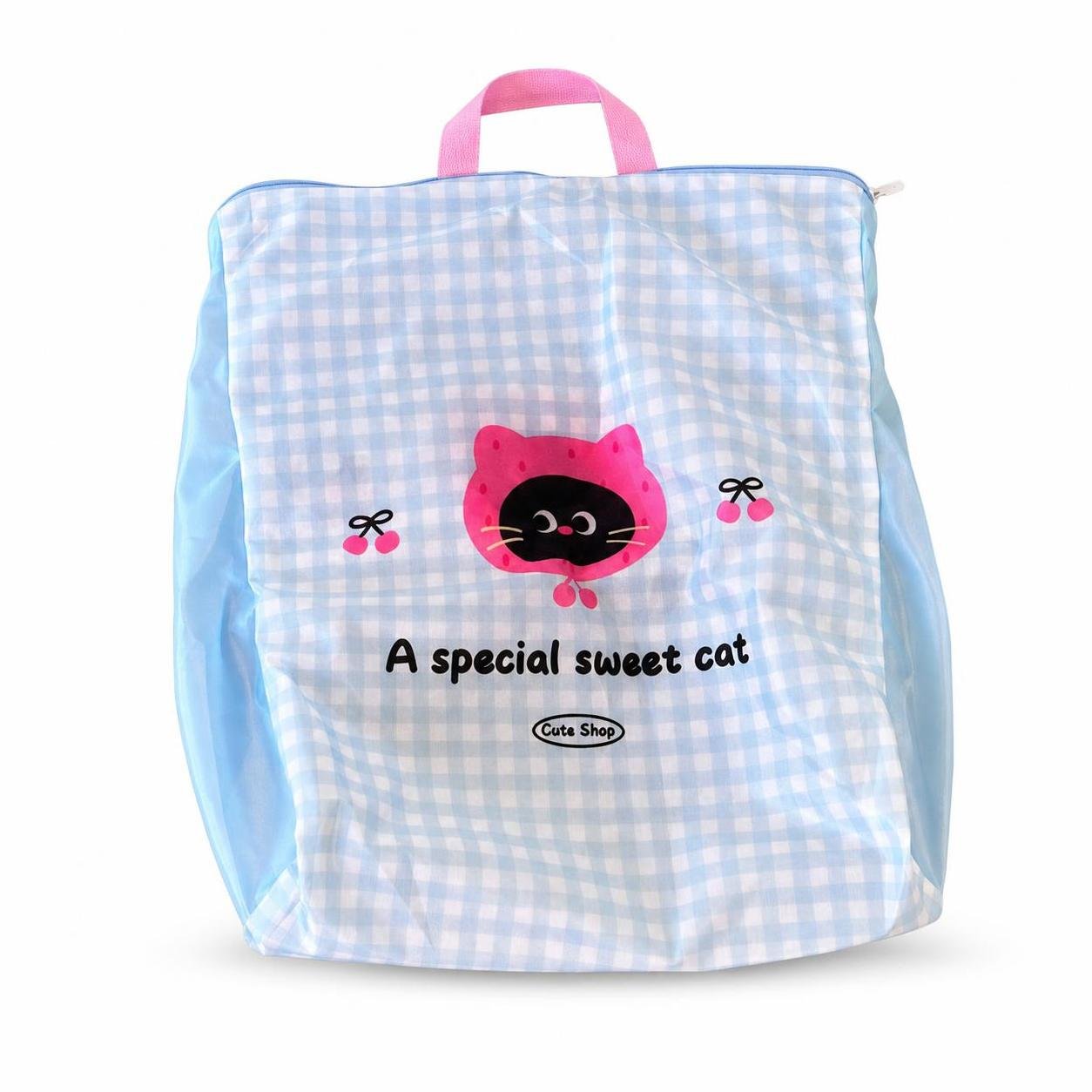 Laundry Bags – Black with White Cat Graphic