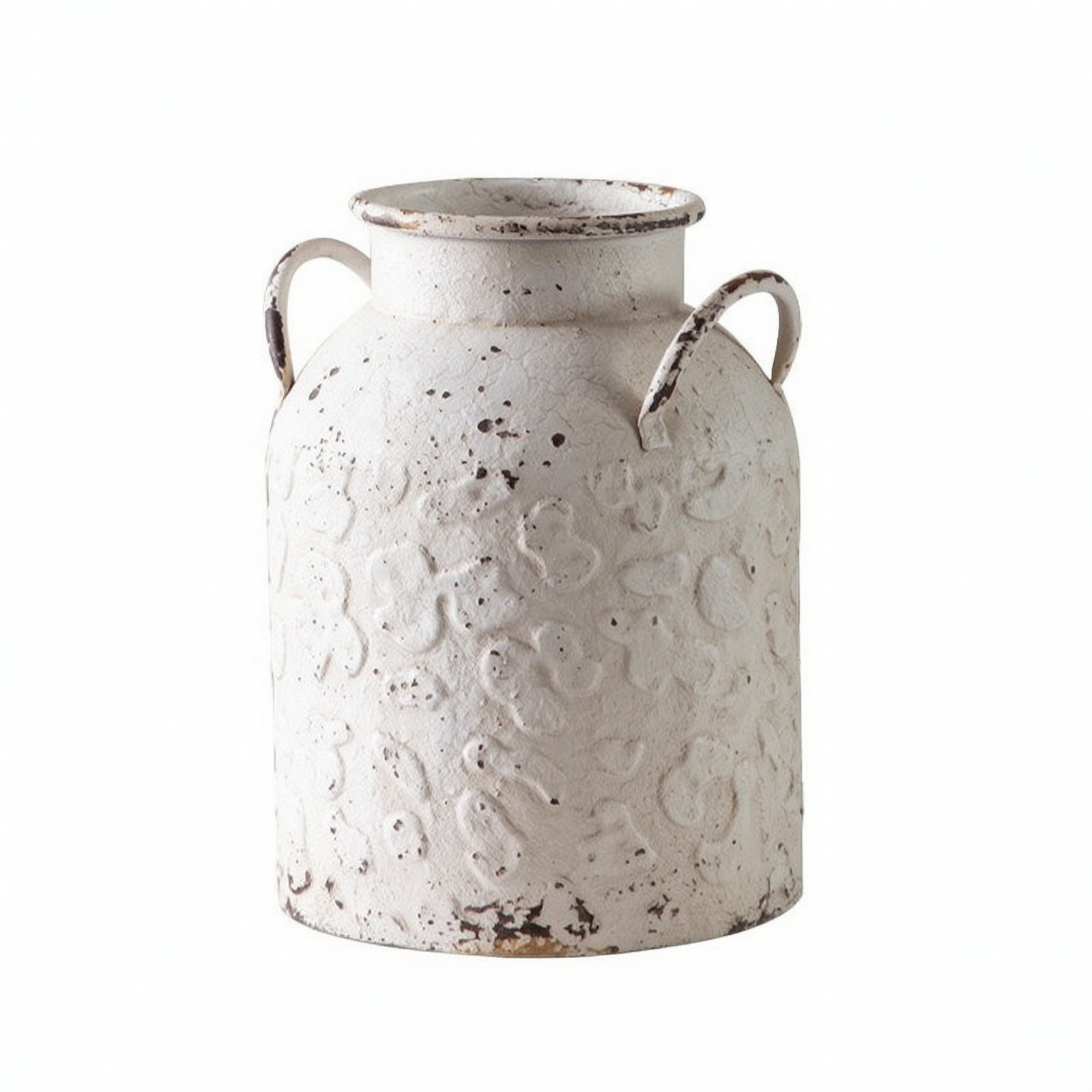 Metal Vase Distressed White