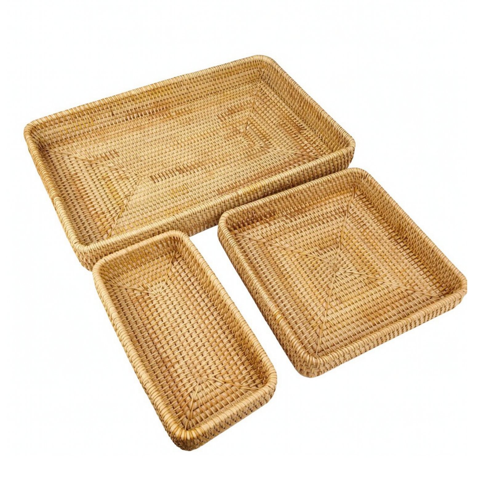 3 Pieces Rectangular Wicker Basket