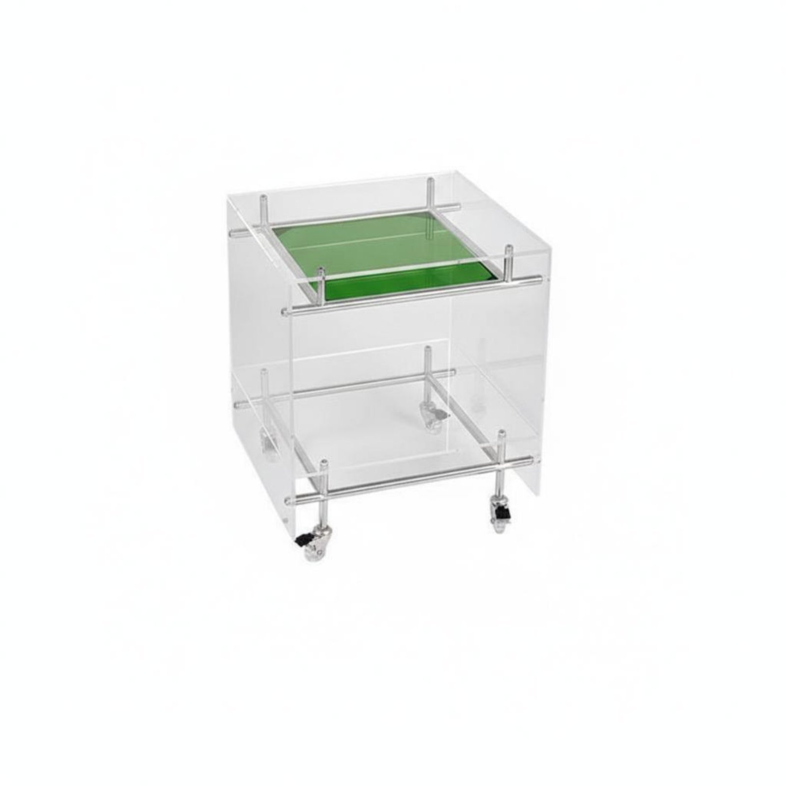 2-Tier Rolling Trolley – Transparent+green